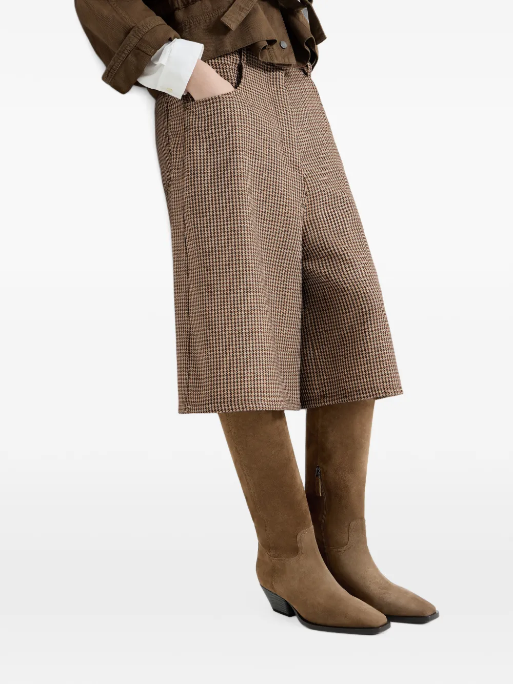 Brunello Cucinelli Monili wollen shorts met pied-de-poule print Bruin