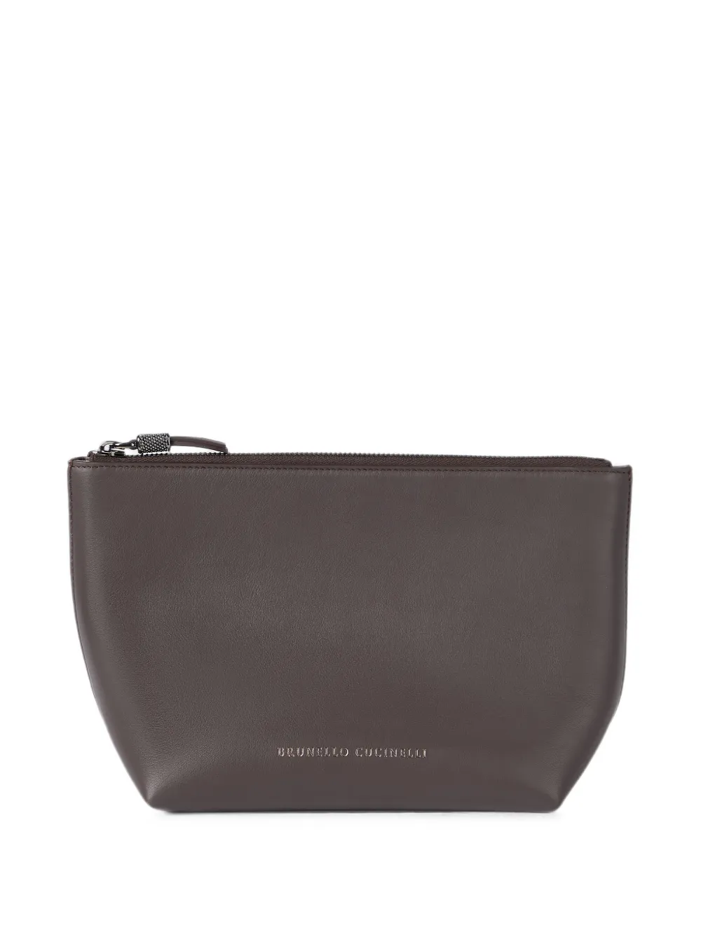 Brunello Cucinelli Grained calfskin pouch with Monili - Marrone