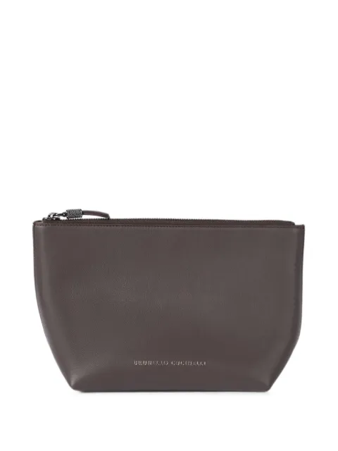Brunello Cucinelli Grained calfskin pouch with Monili