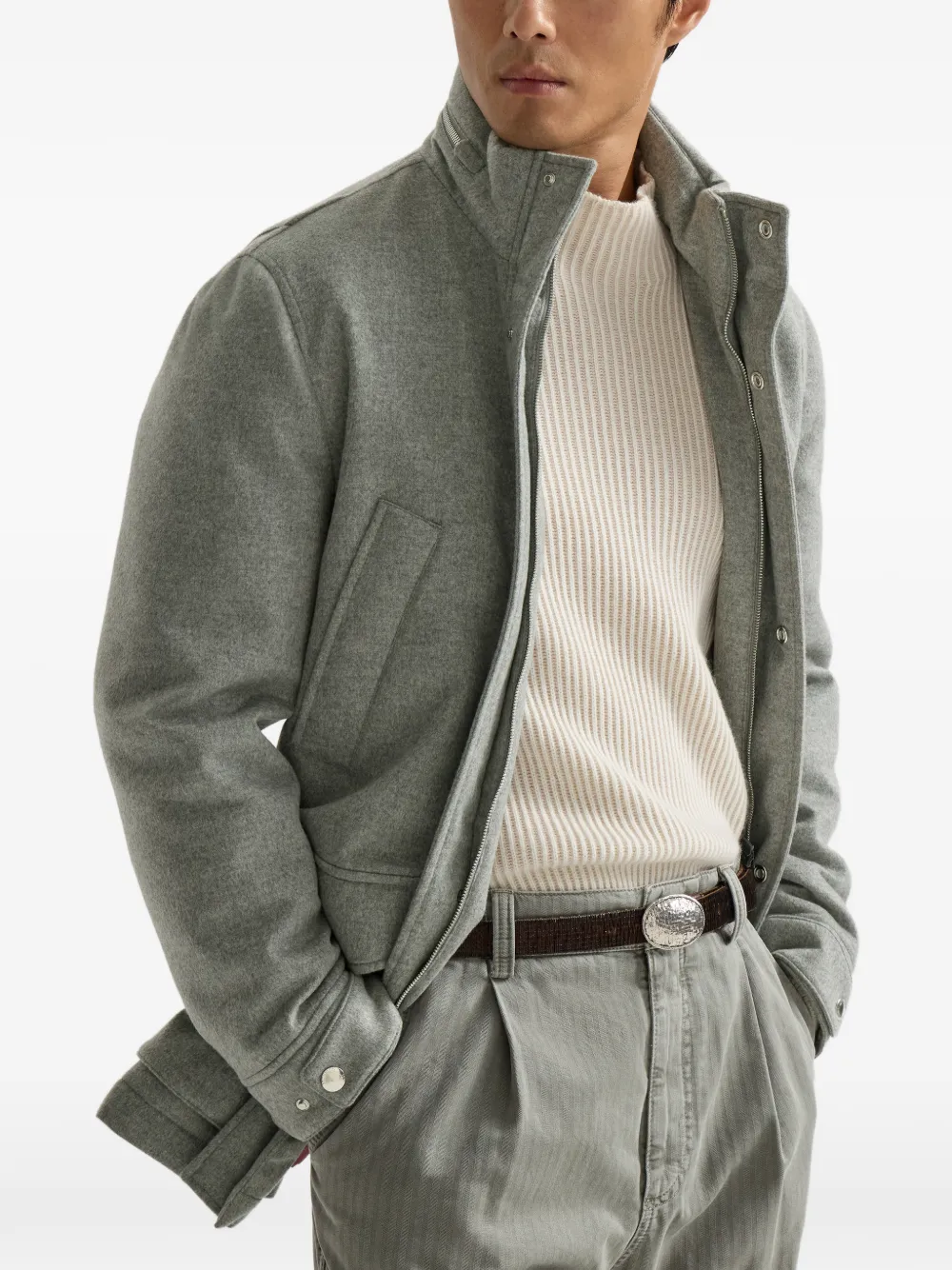 Brunello Cucinelli Gewatteerde kasjmier parka Grijs