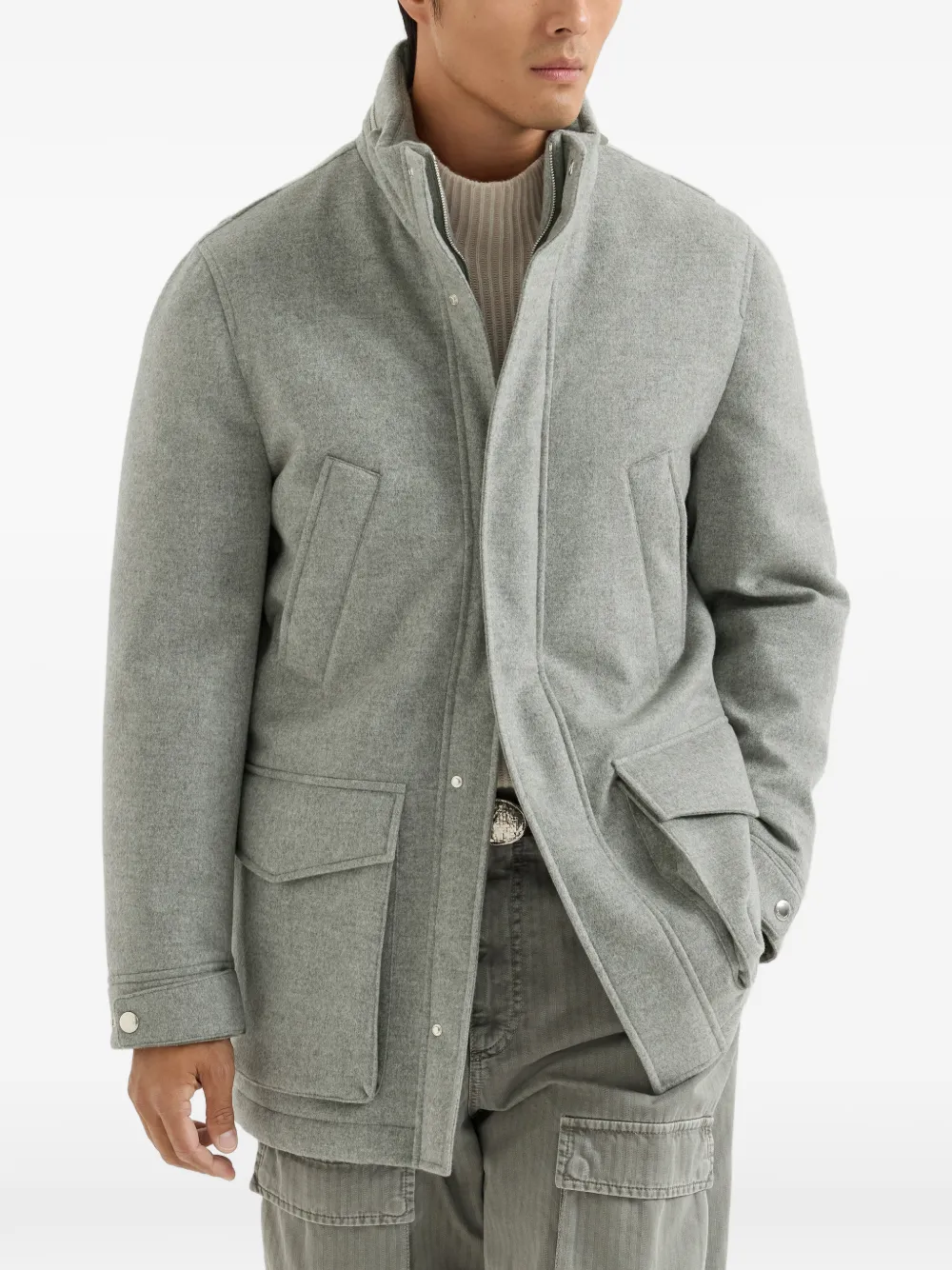 Brunello Cucinelli Gewatteerde kasjmier parka Grijs