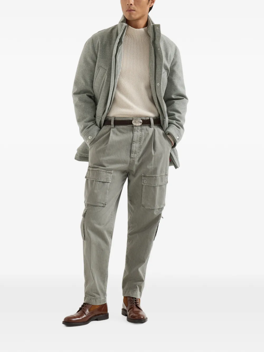 Brunello Cucinelli Gewatteerde kasjmier parka Grijs