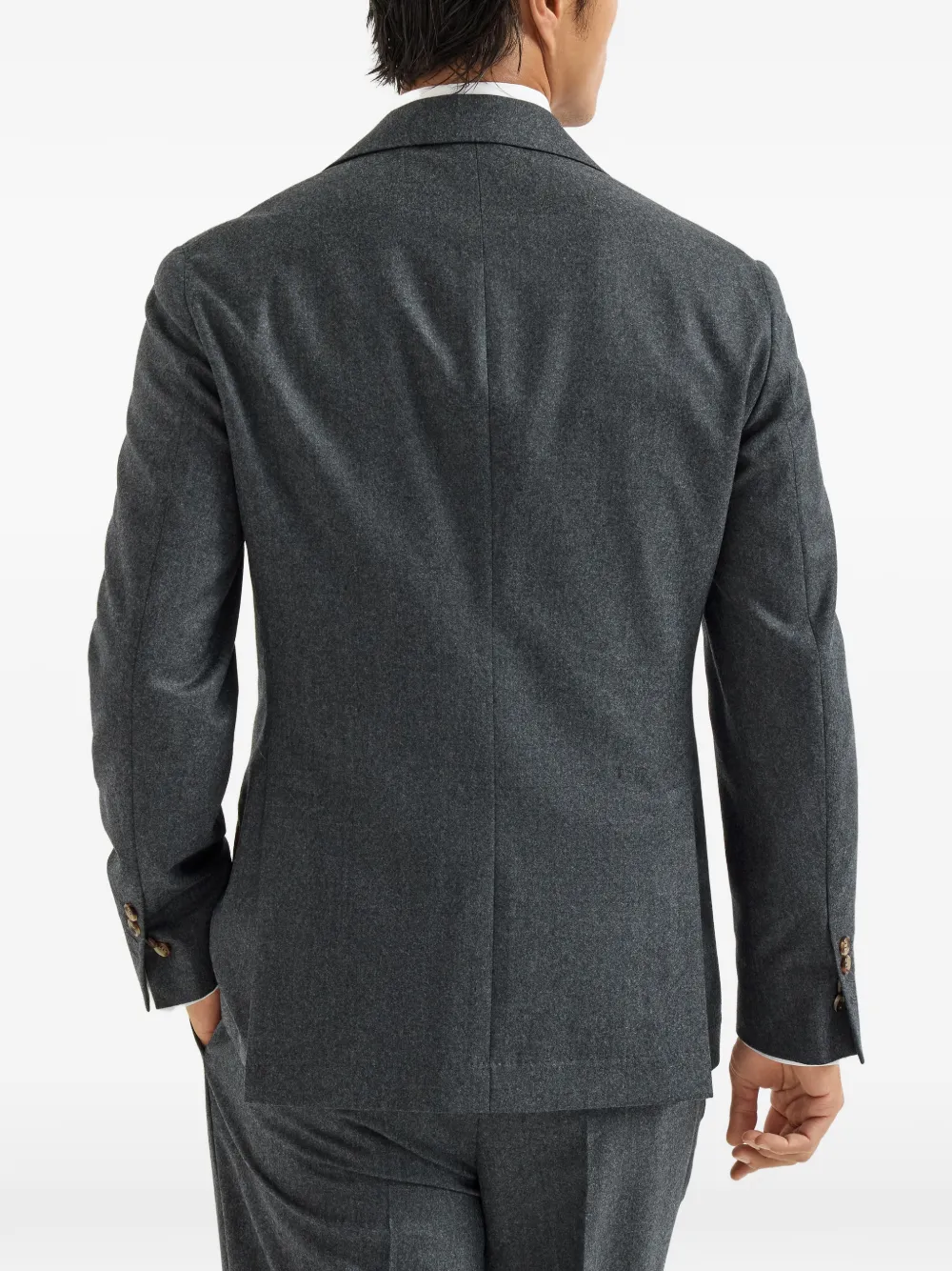 Brunello Cucinelli Scheerwollen flanellen gedeconstrueerde Cavallo blazer Grijs