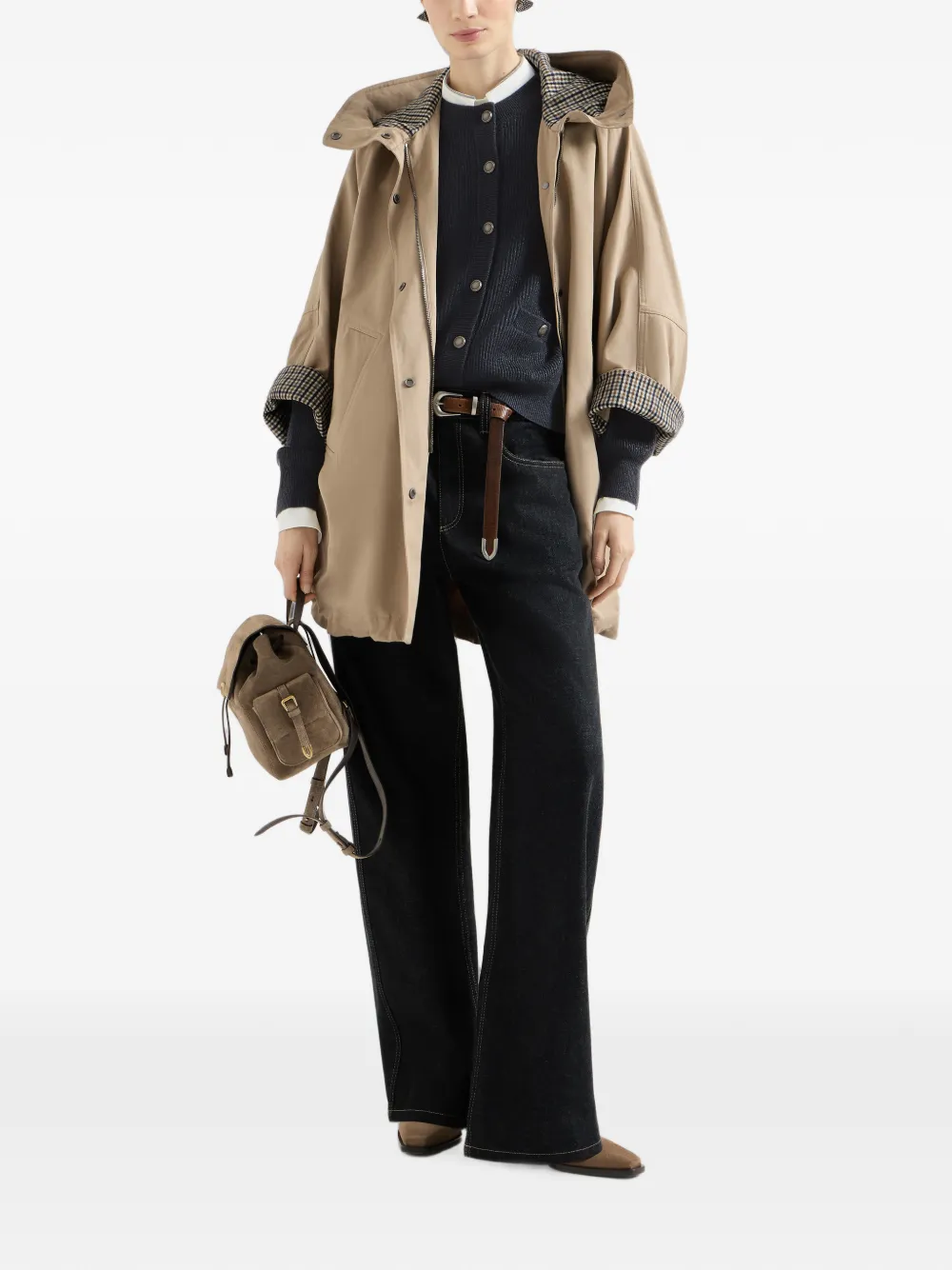 Brunello Cucinelli Monili jas met capuchon Beige