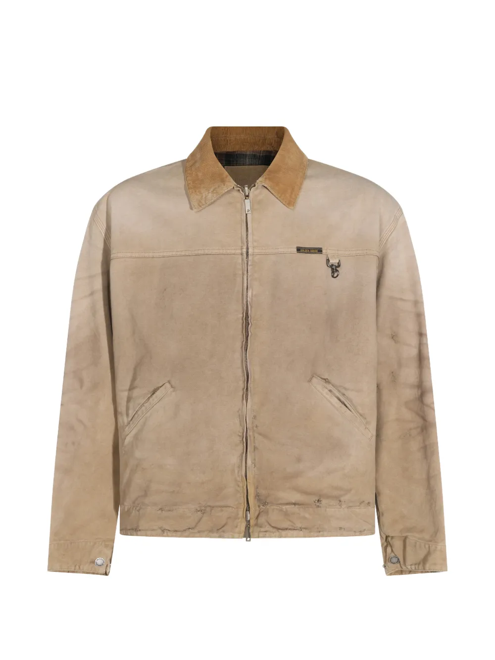 Golden Goose Reversible Jacket In Beige Cotton With Check Pattern In Neutrals