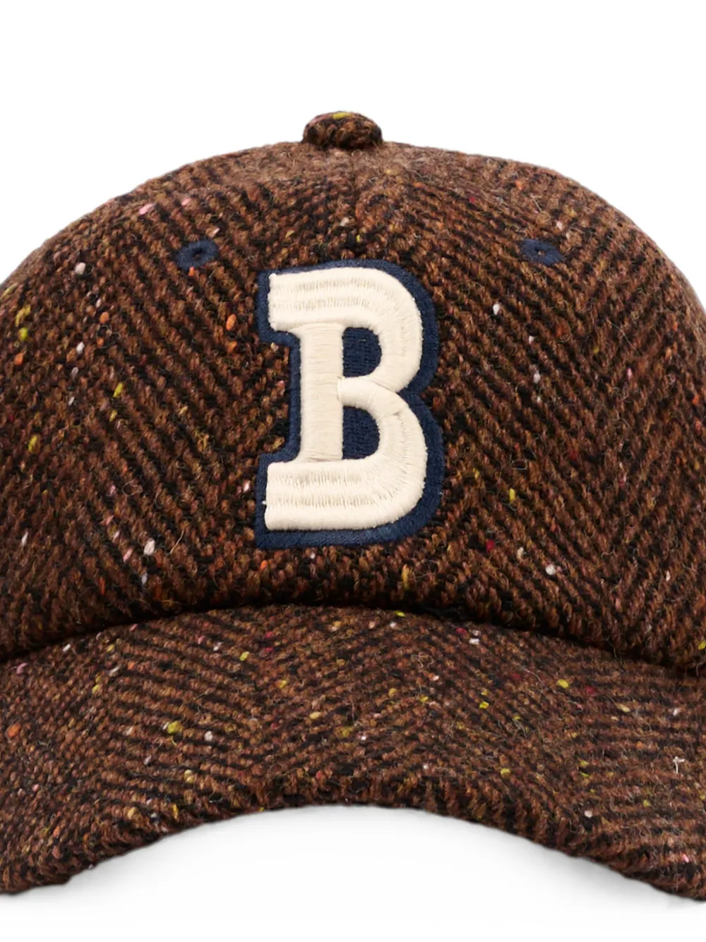 Bobo Choses Tweed pet met visgraatpatroon en logo-patch Bruin