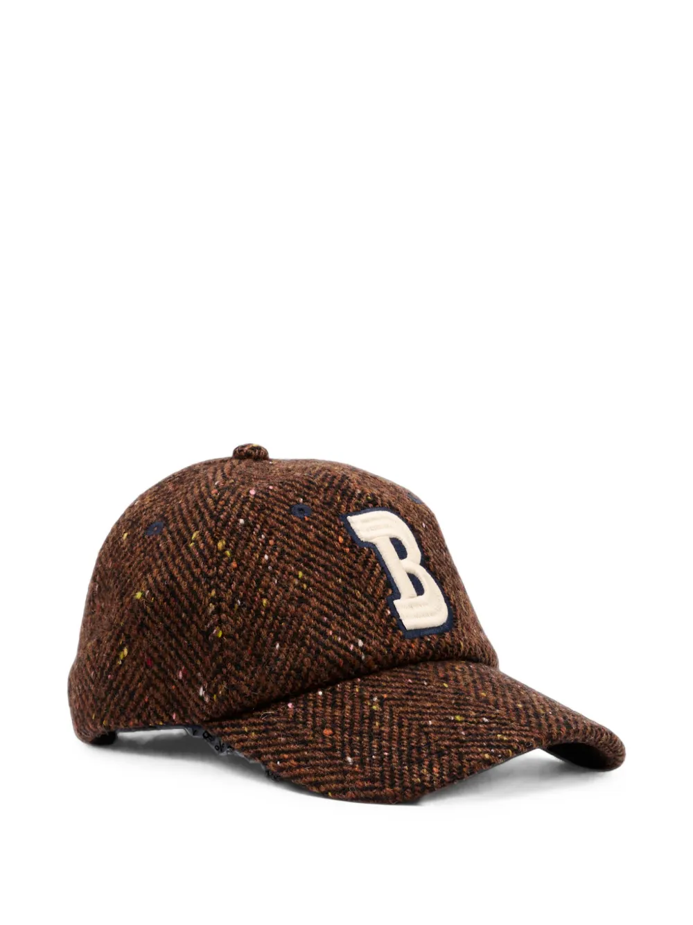 Bobo Choses Tweed pet met visgraatpatroon en logo-patch Bruin