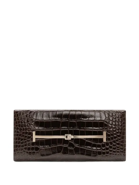 TOM FORD tumbled printed crocodile-leather arc clutch