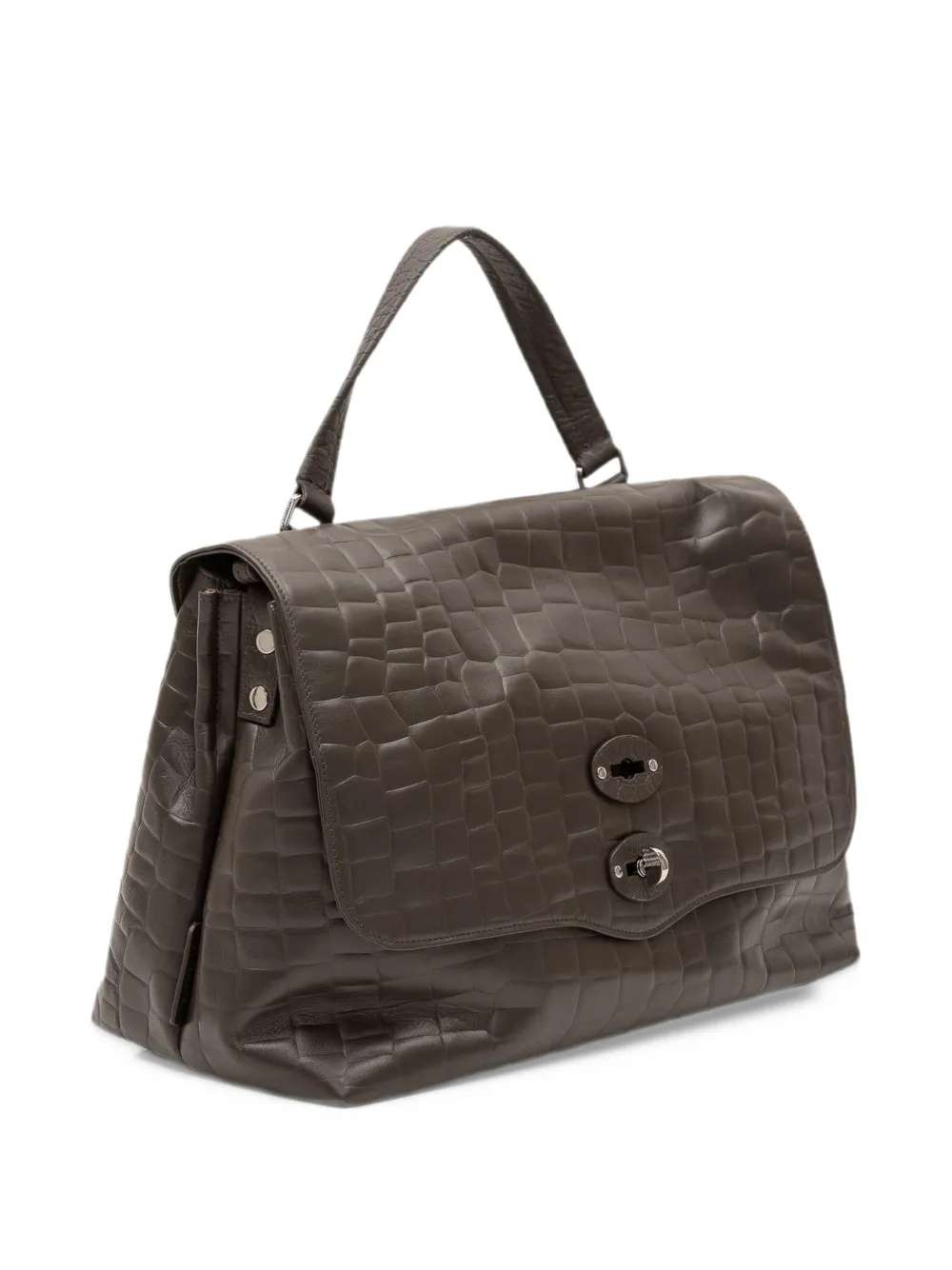 Zanellato Postina croc-effect tote bag Bruin