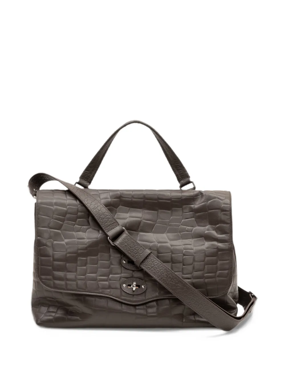 Zanellato Postina croc-effect tote bag Bruin