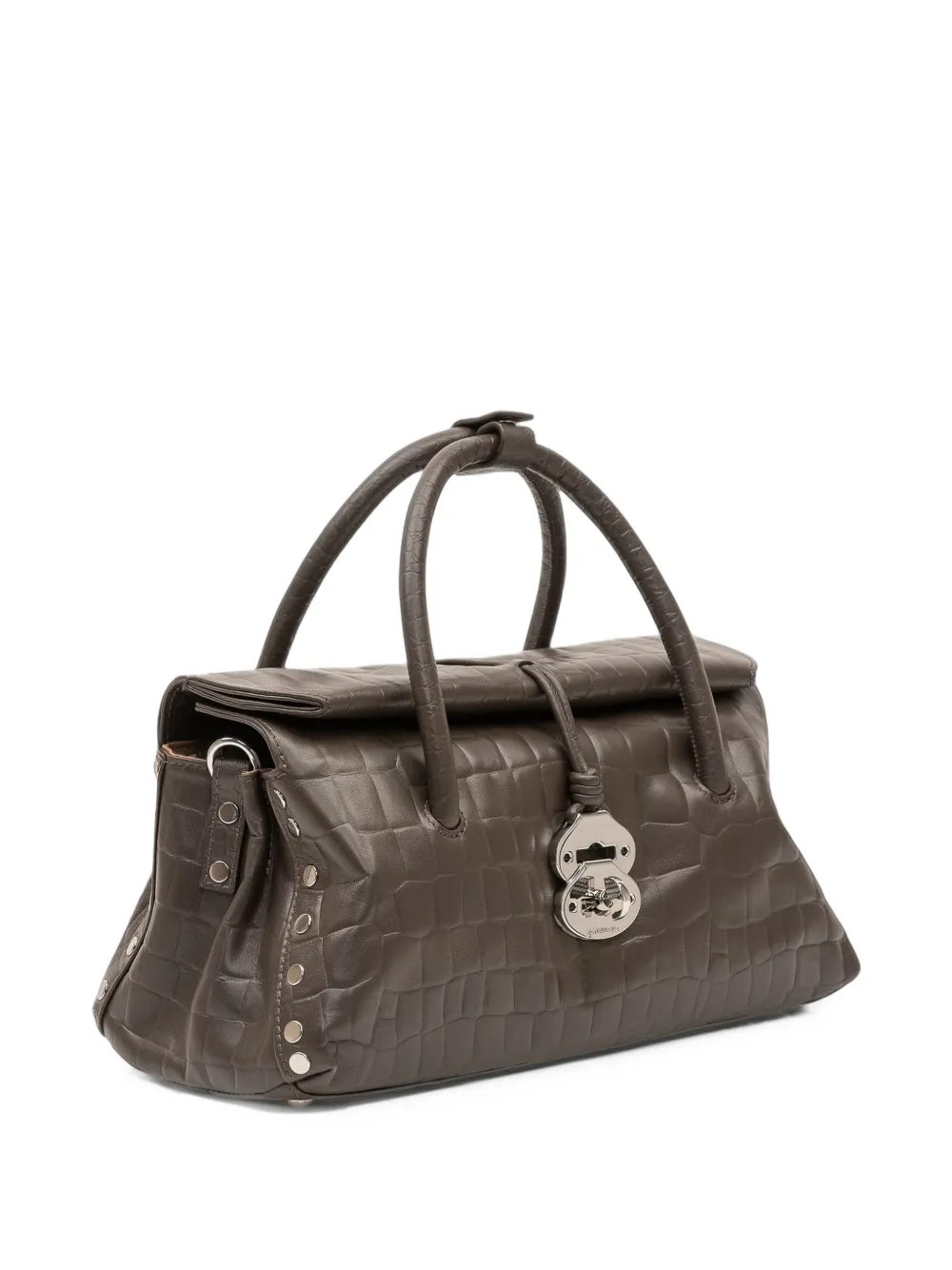 Zanellato small Dotta Foulard 70 crocodile-effect tote bag Bruin