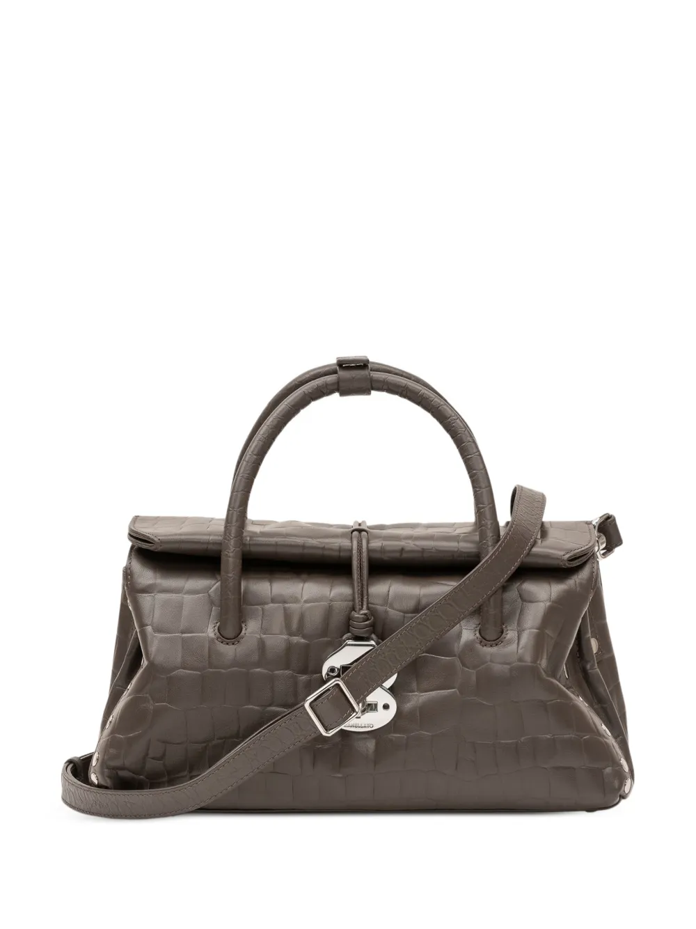 Zanellato small Dotta Foulard 70 crocodile-effect tote bag Bruin