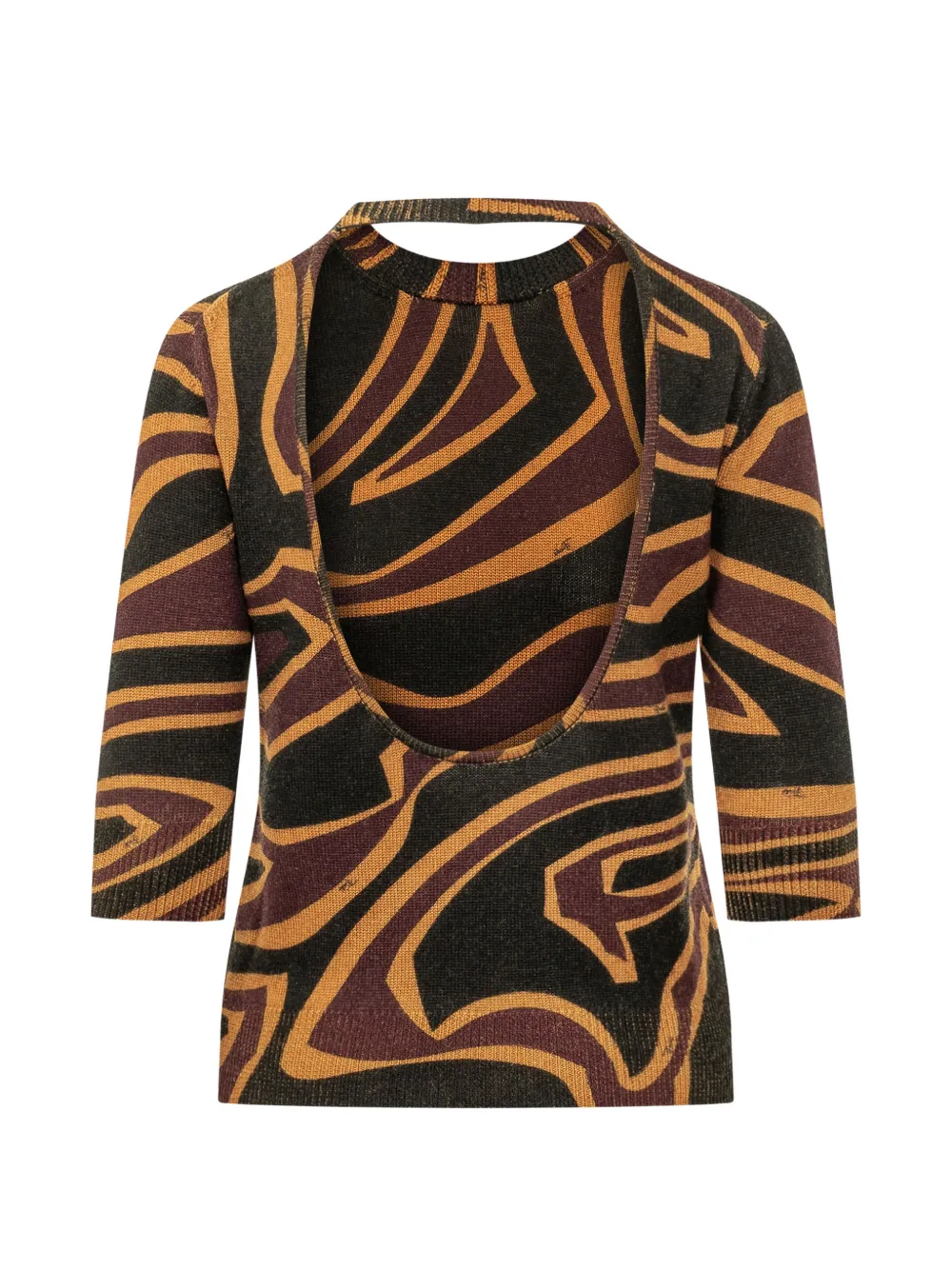 PUCCI Trui met lage ronde hals aan de achterkant en abstracte print Oranje
