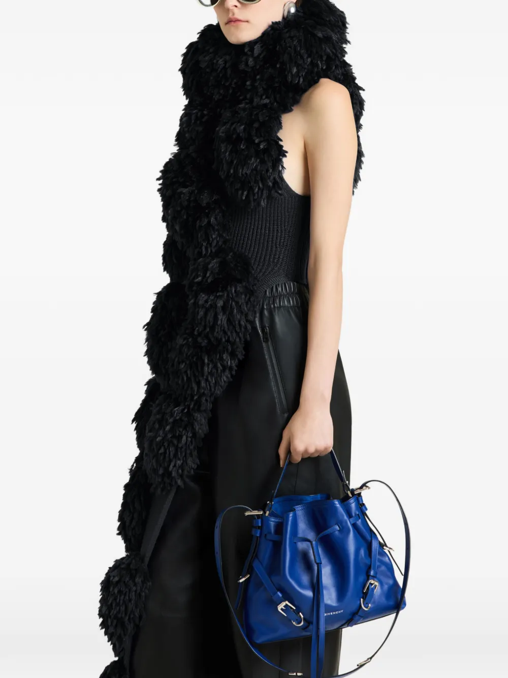 Givenchy Asymmetrische wollen top met pompons Zwart