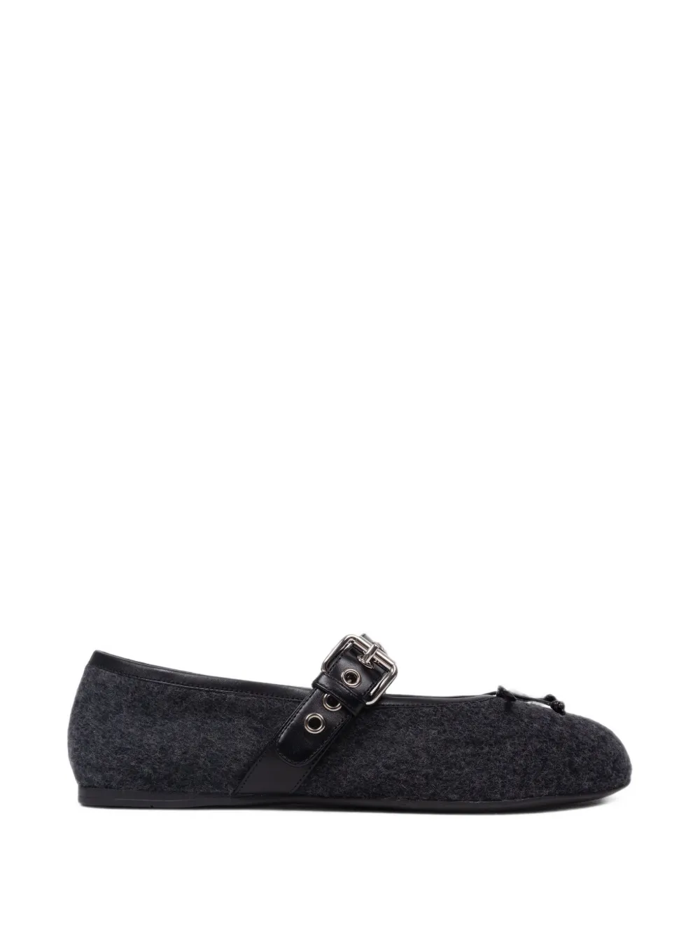 Miu Miu buckled eyelet-embellished ballet flats - Grigio