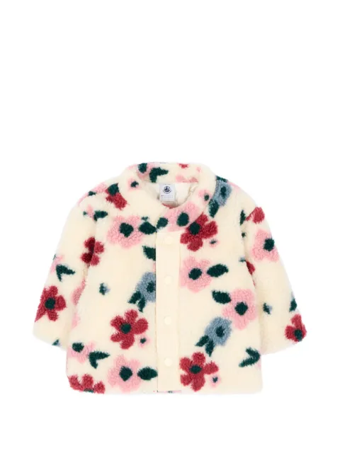 Petit Bateau floral-print faux-fur jacket