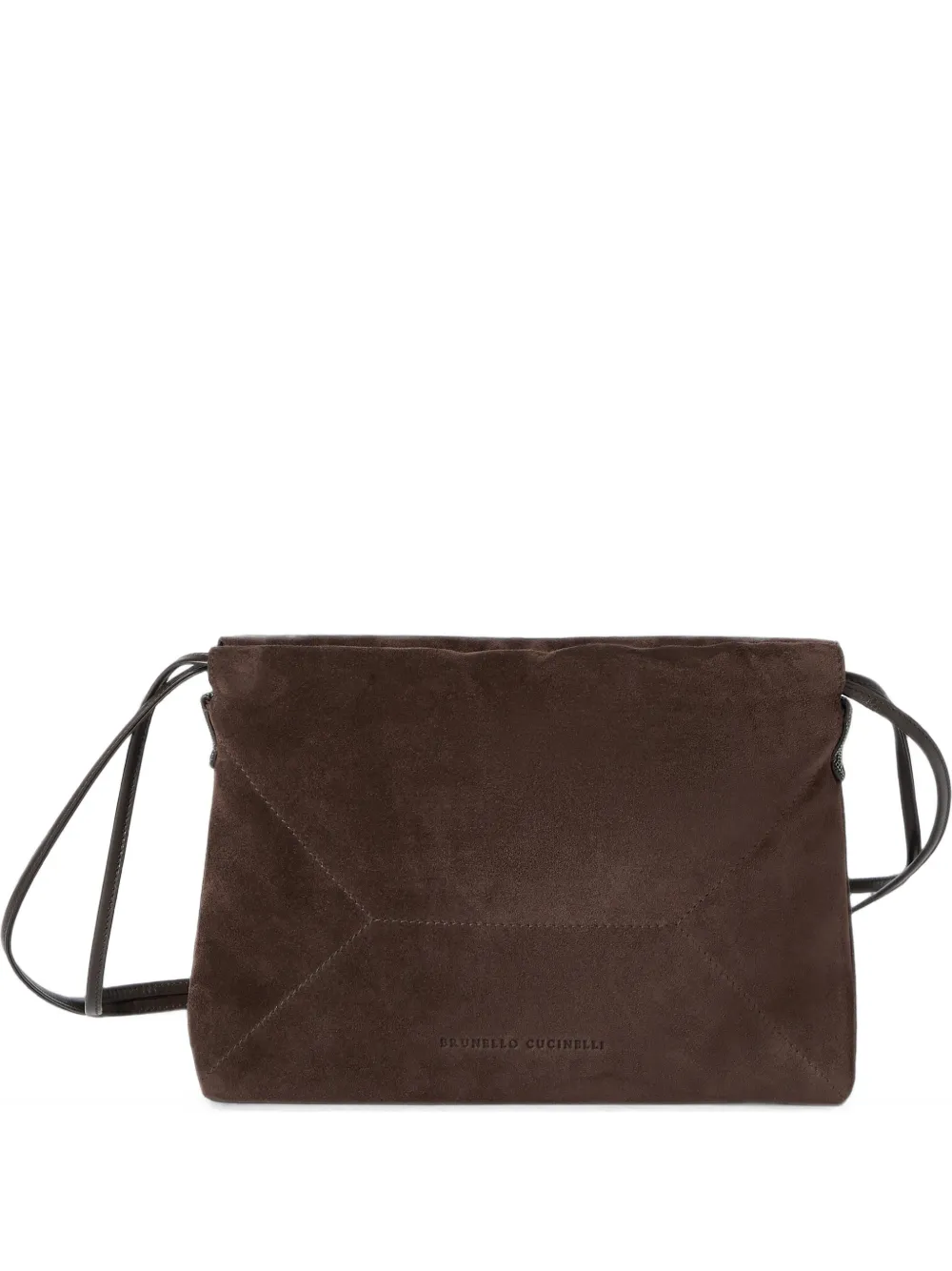 Brunello Cucinelli monili-embellished suede clutch bag - Marrone