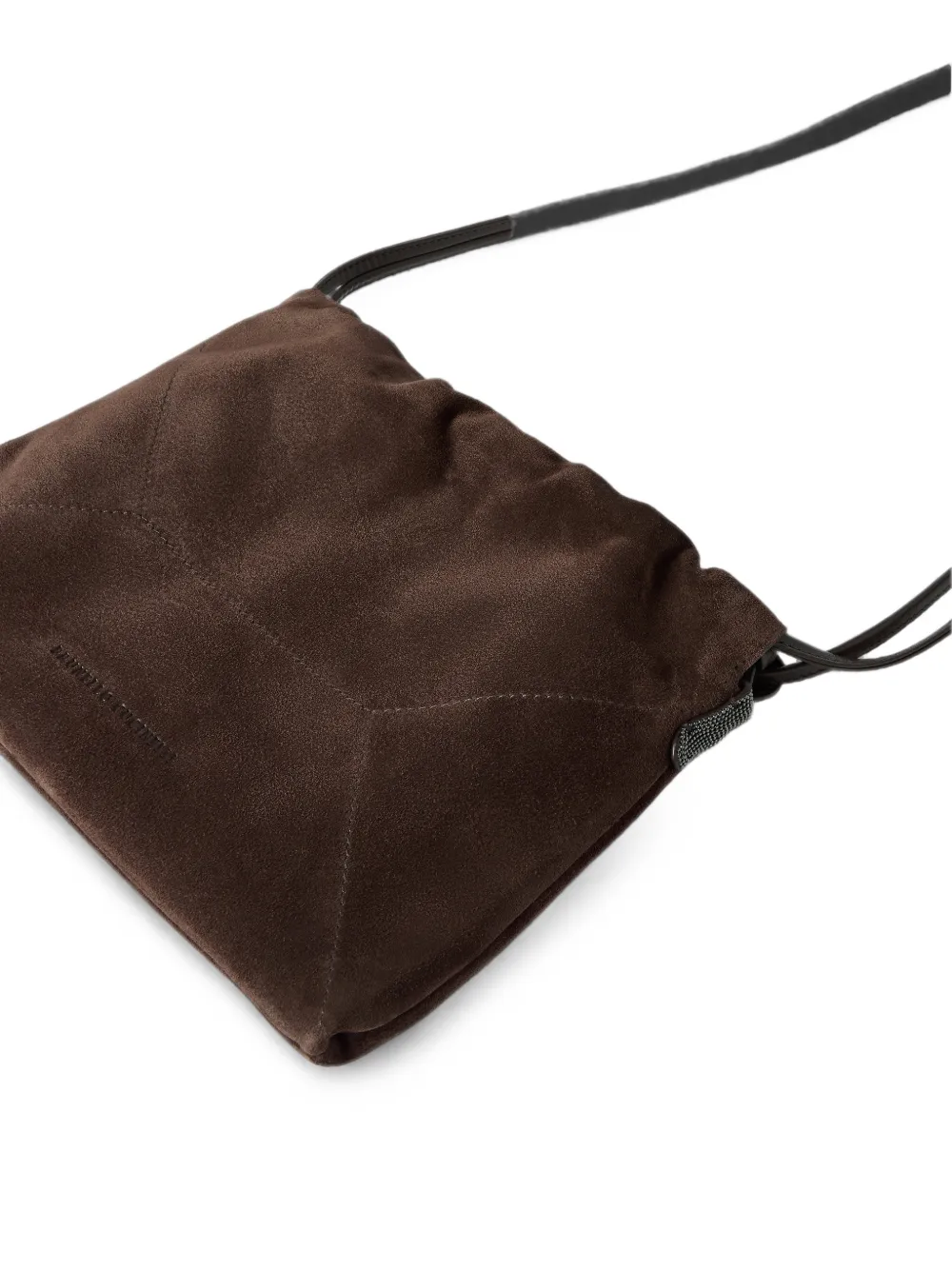 Brunello Cucinelli Monili verfraaide suède clutch Bruin