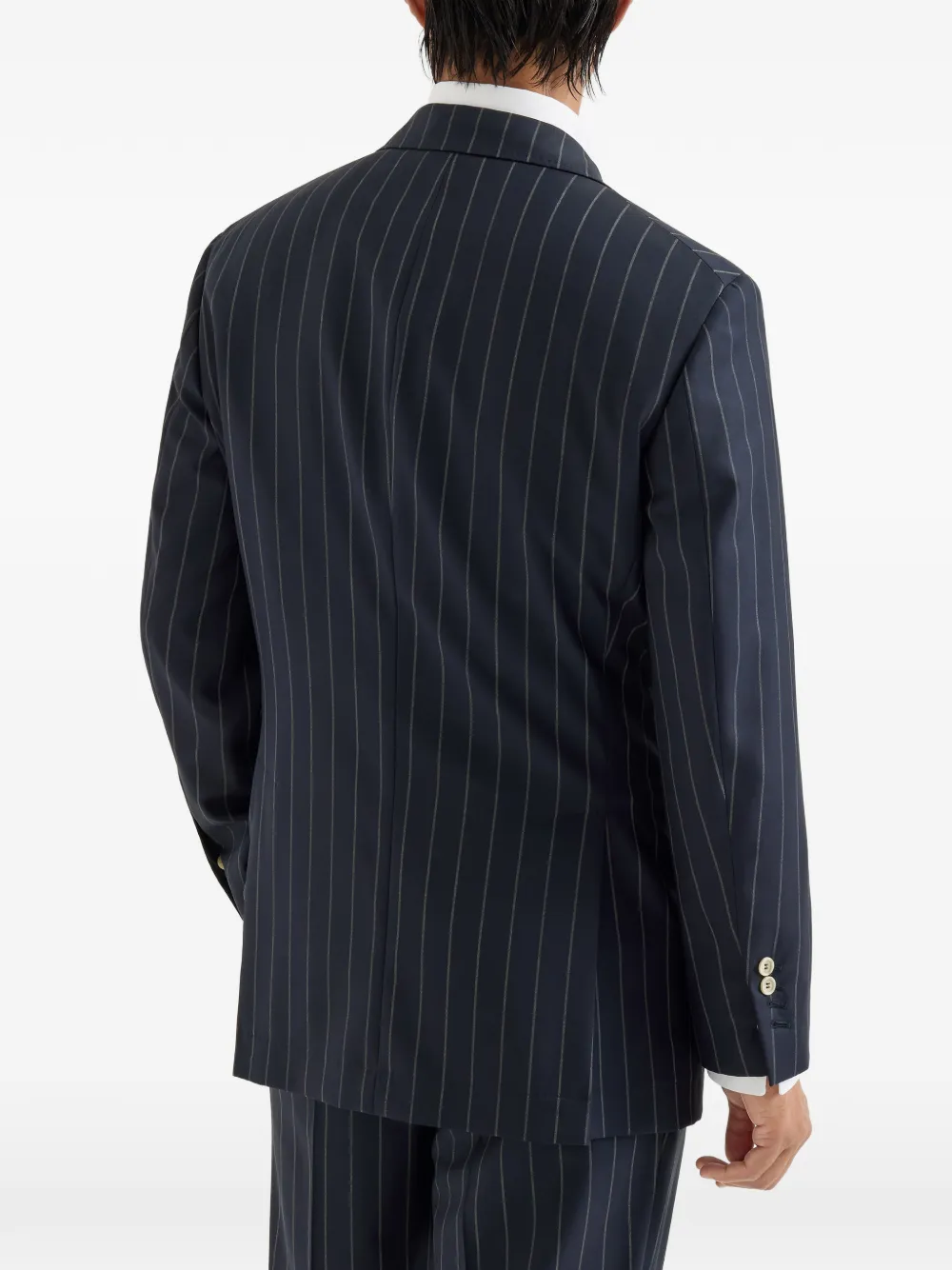 Brunello Cucinelli Blazer met dubbele rij knopen en krijtstreep Blauw