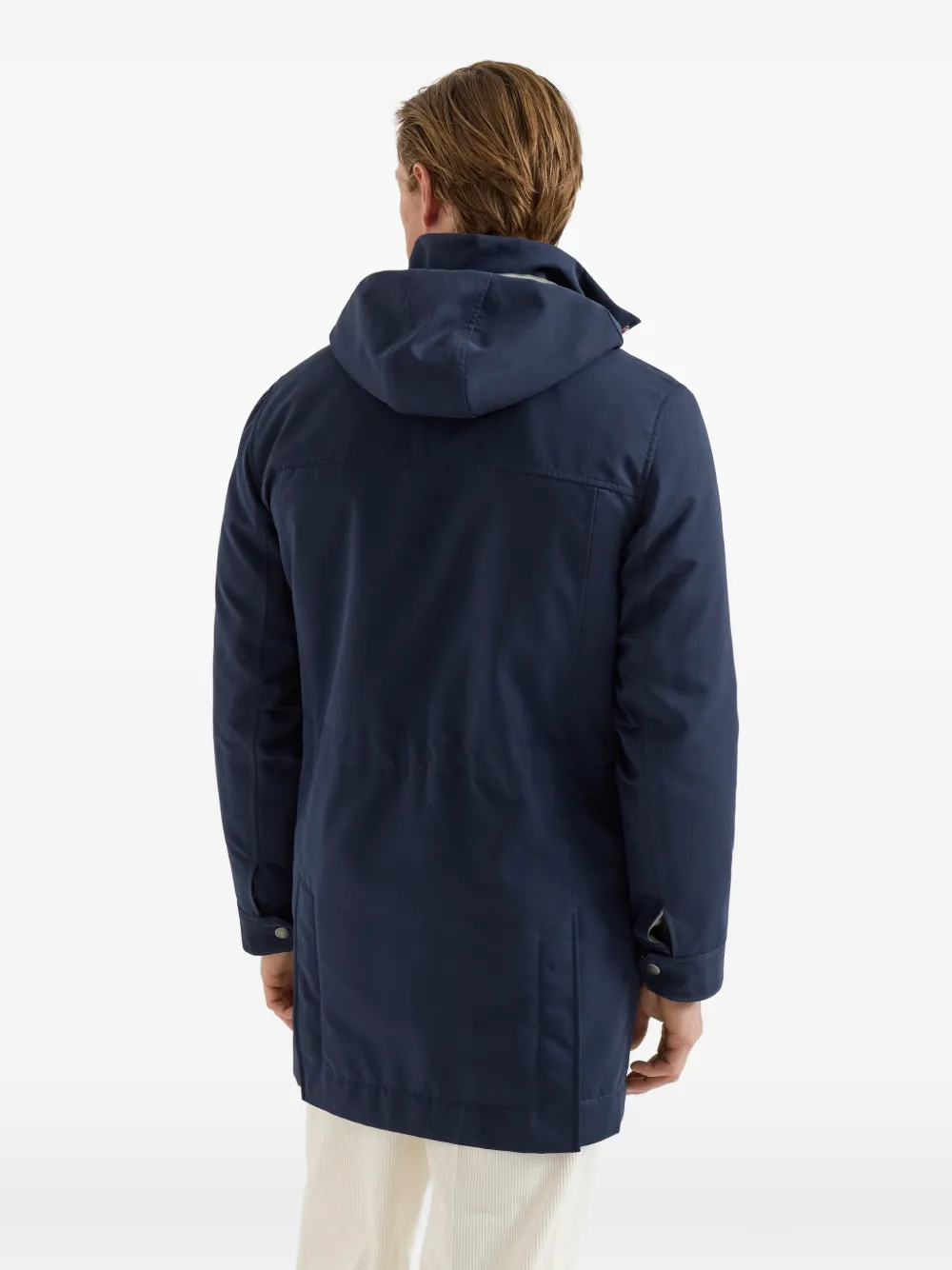 Brunello Cucinelli Waterbestendige microvezel parka met Thermore vulling en afneembare capuchon Blauw