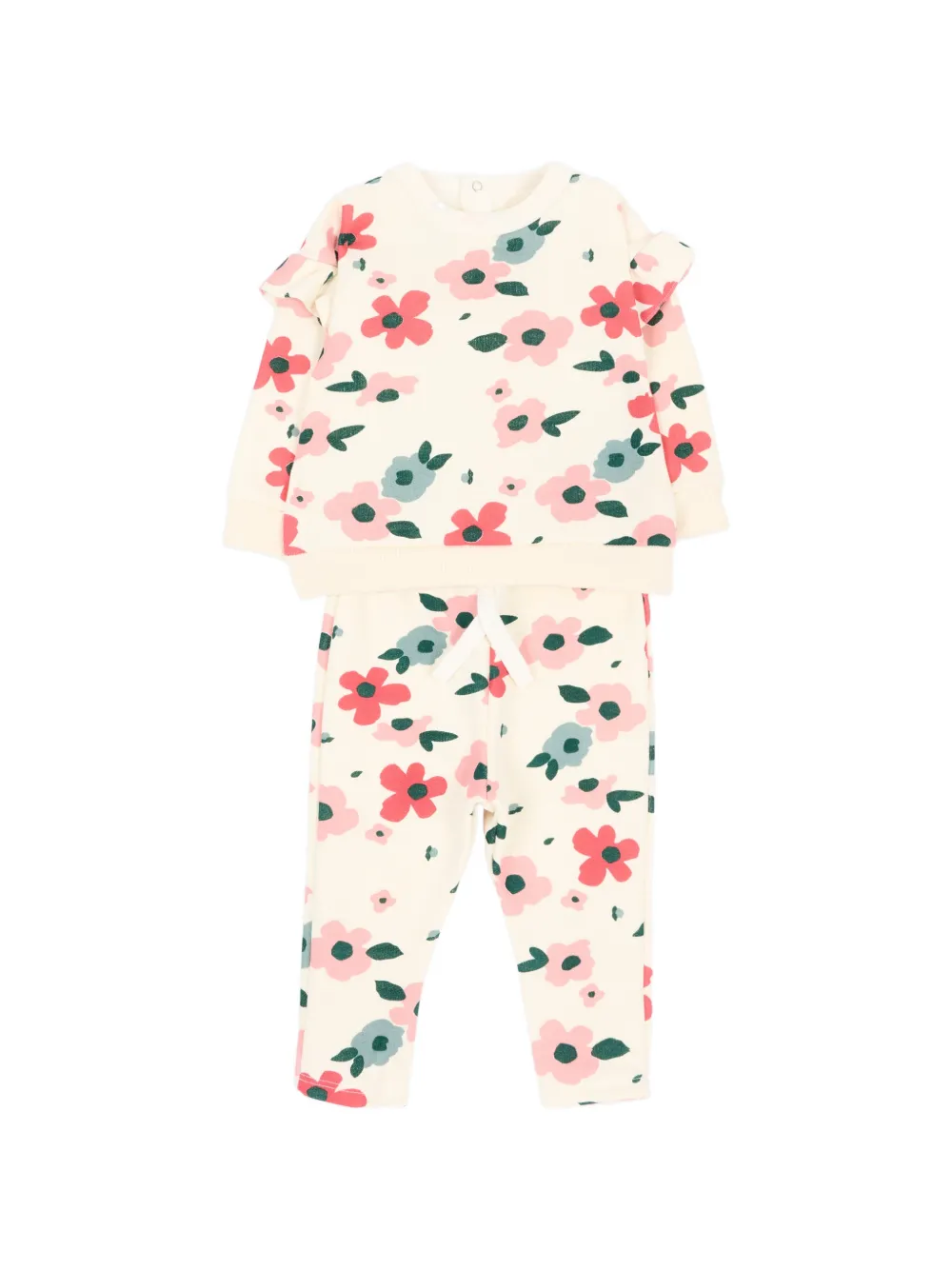 Petit Bateau floral-print ruffled tracksuit - Toni neutri