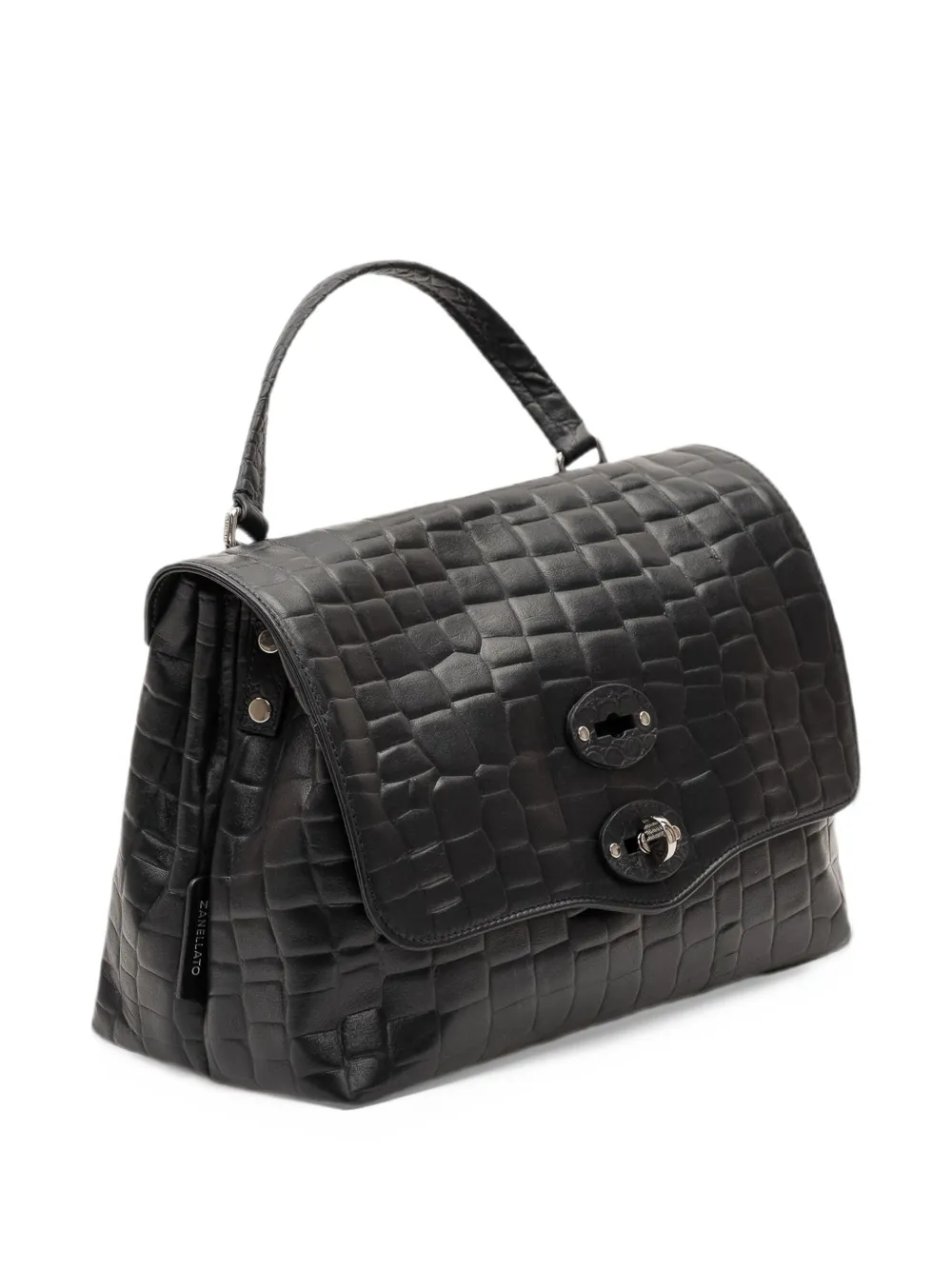 Zanellato small Postina crocodile-effect shoulder bag Zwart