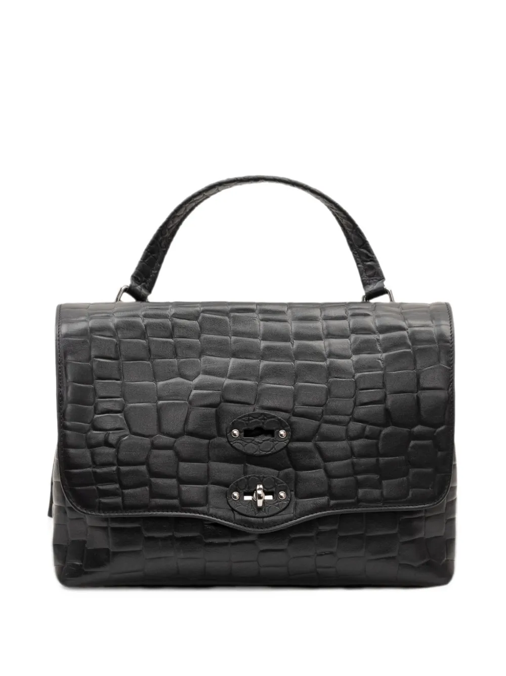 Zanellato small Postina crocodile-effect shoulder bag Zwart