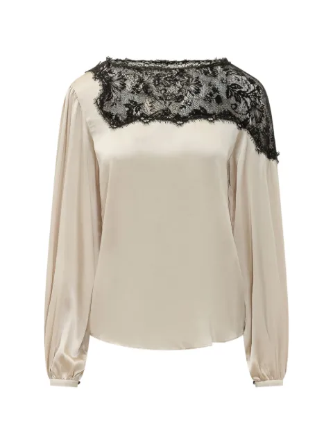 ISABEL MARANT Azare lace-trim satin-finish blouse