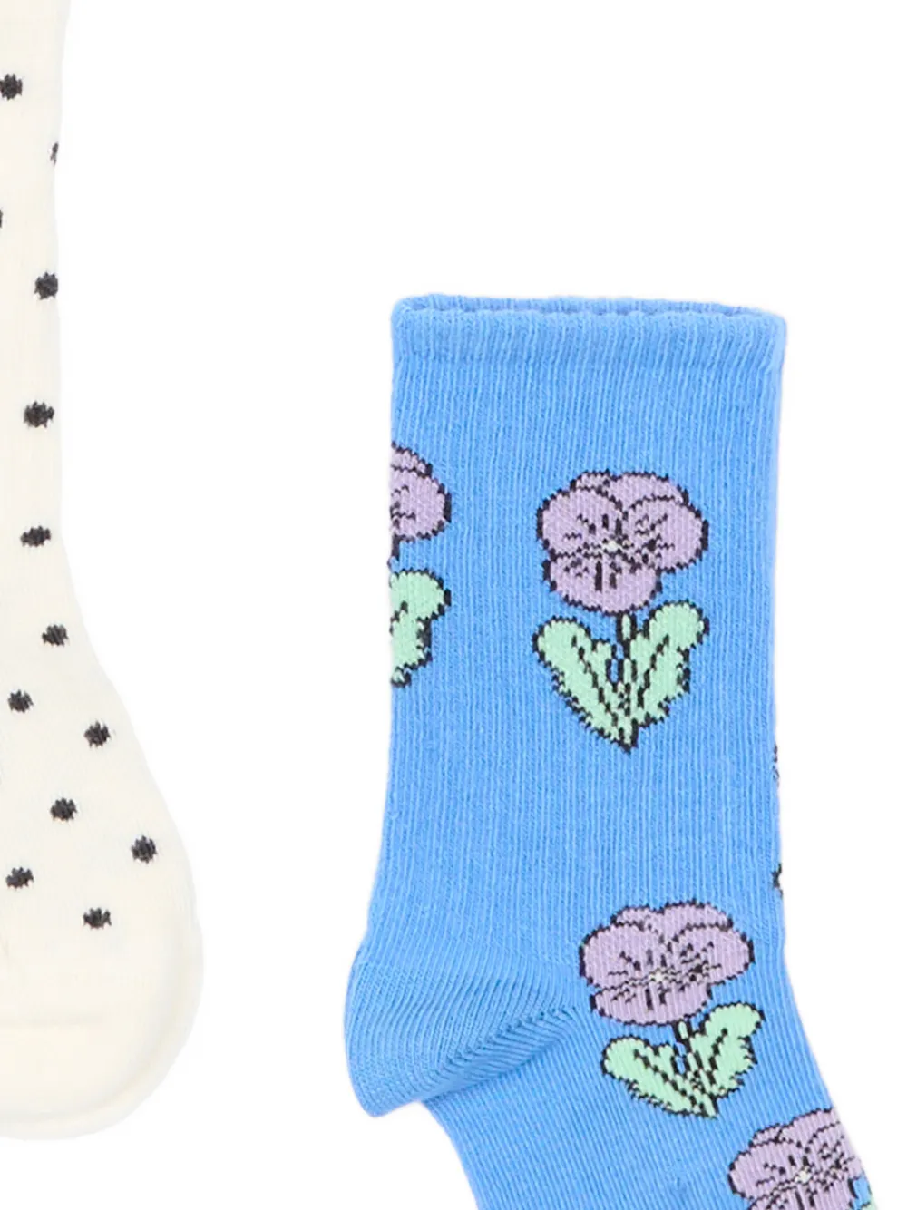 Mini Rodini Twee paar sokken met bloemenprint en stippen Wit