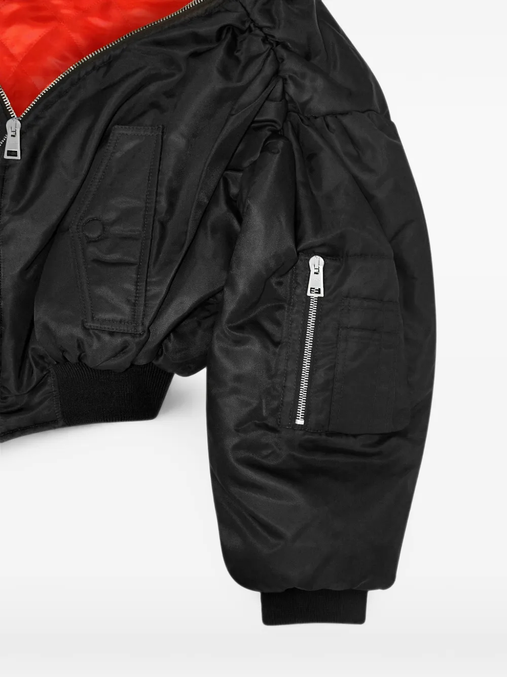 Givenchy Off-shoulder cropped nylon bomberjack Zwart