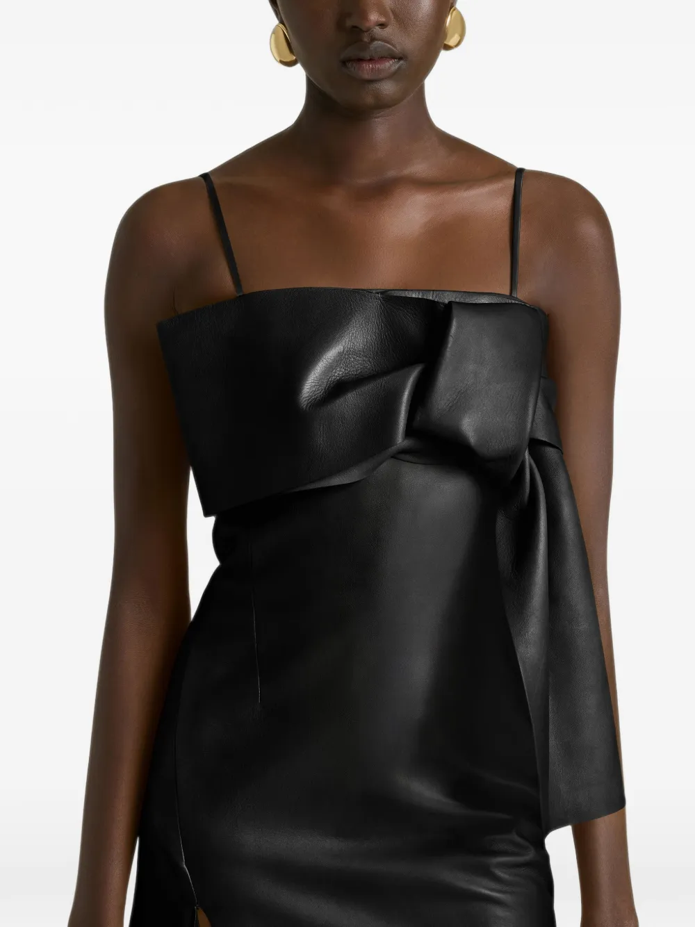 Givenchy Slashed leren jurk met strik Zwart