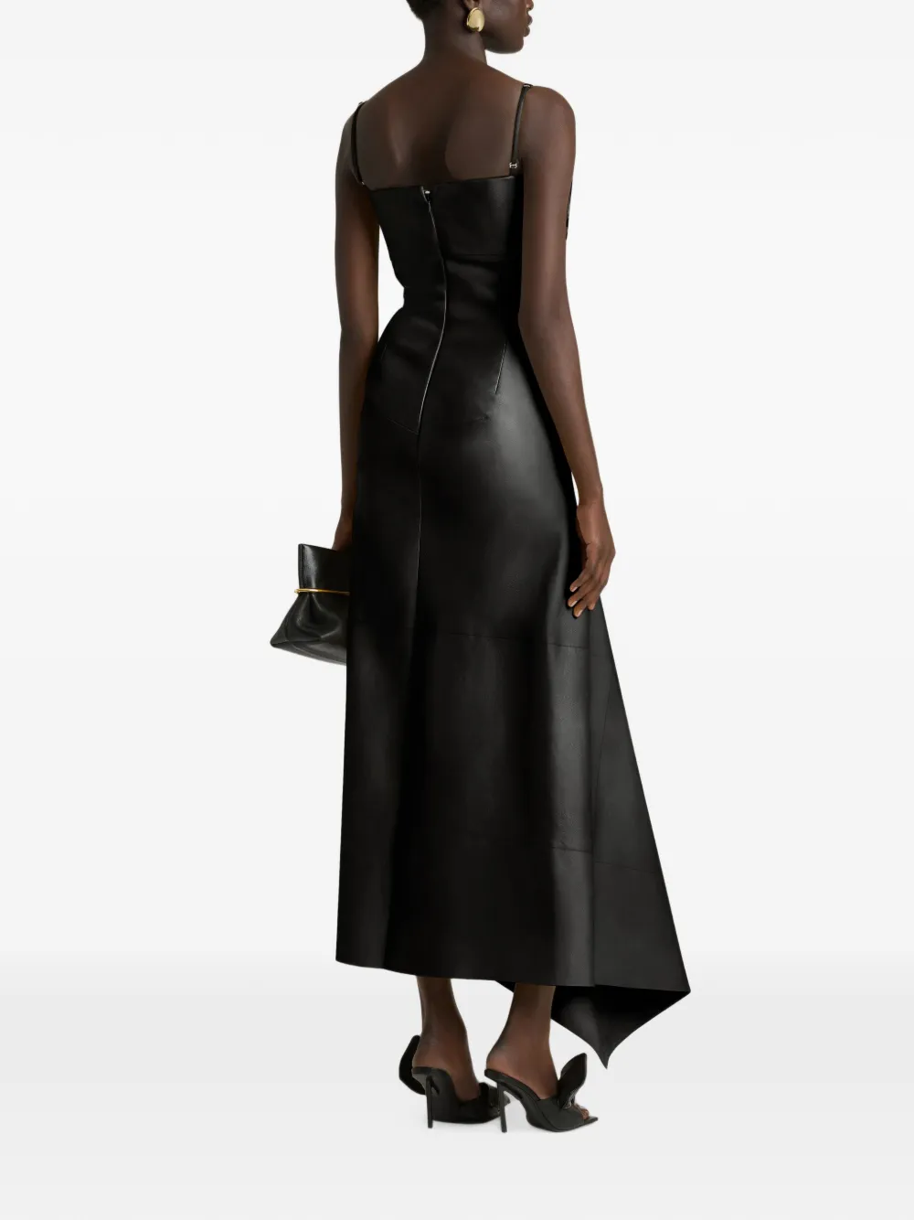 Givenchy Slashed leren jurk met strik Zwart