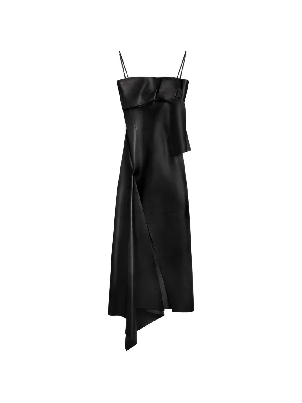 Givenchy Slashed leren jurk met strik Zwart