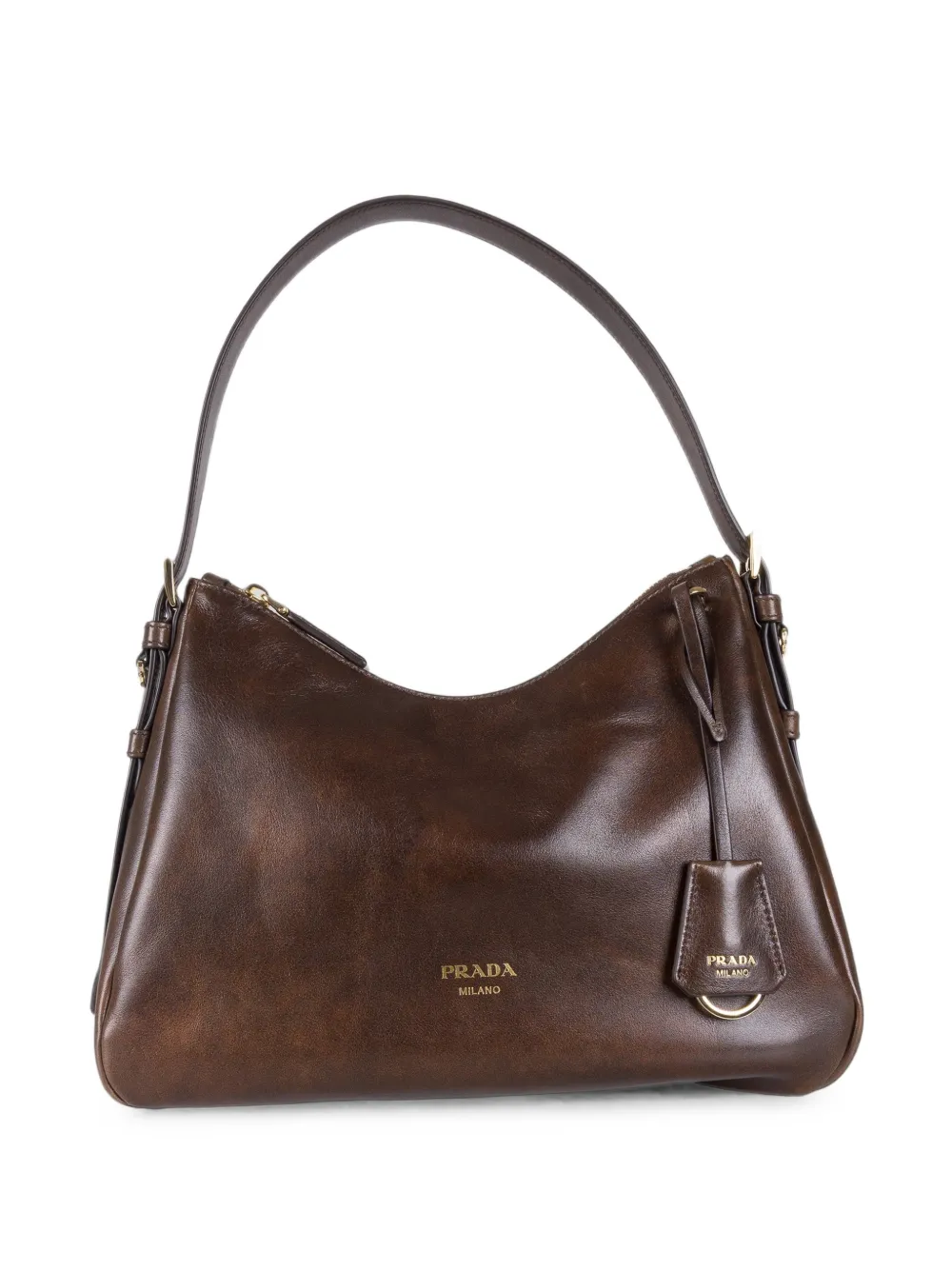 Prada Borsa a spalla Aimée media in pelle - Marrone