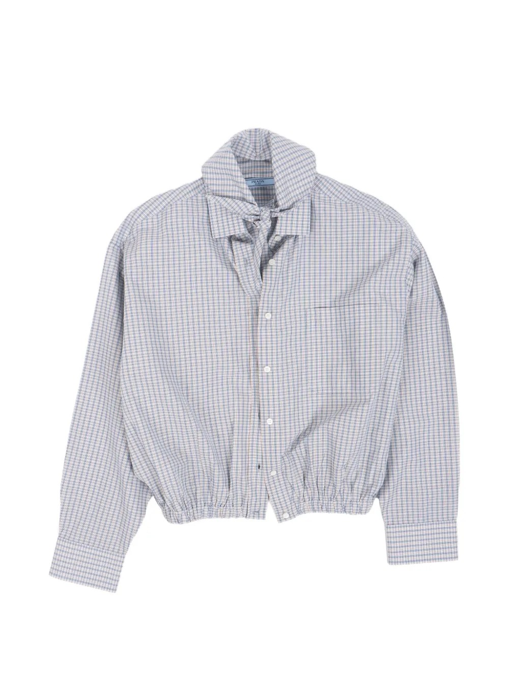 Prada Geruit overhemd met elastische zoom Blauw