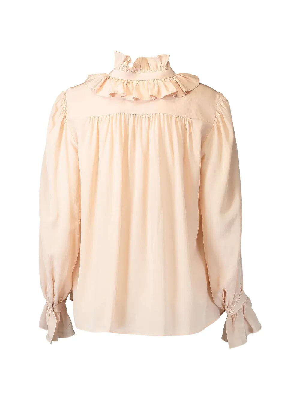Chloé Blouse van zijdecrêpe met ruches Beige