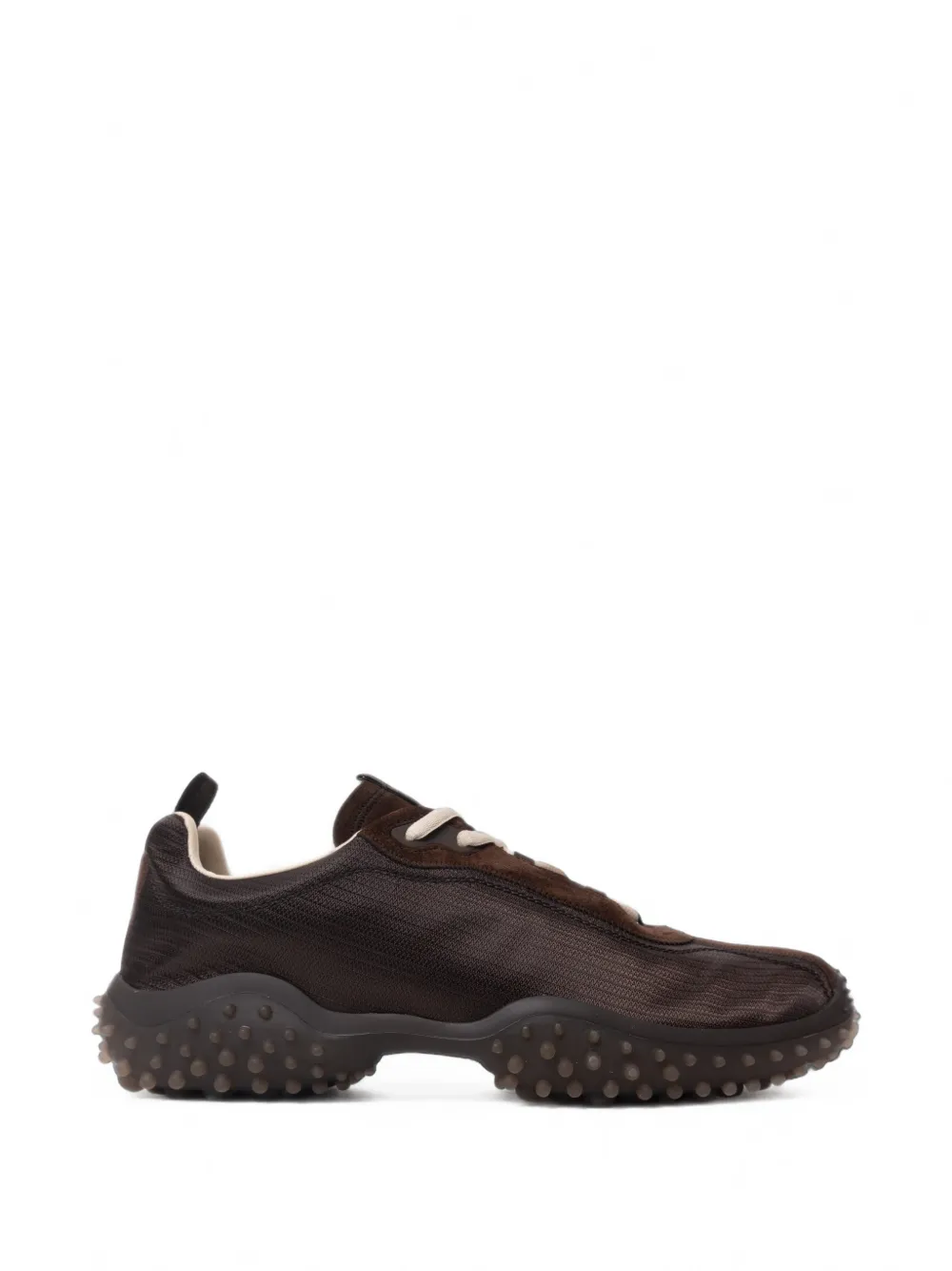 Miu Miu Bubble technical fabric and suede sneakers - Marrone