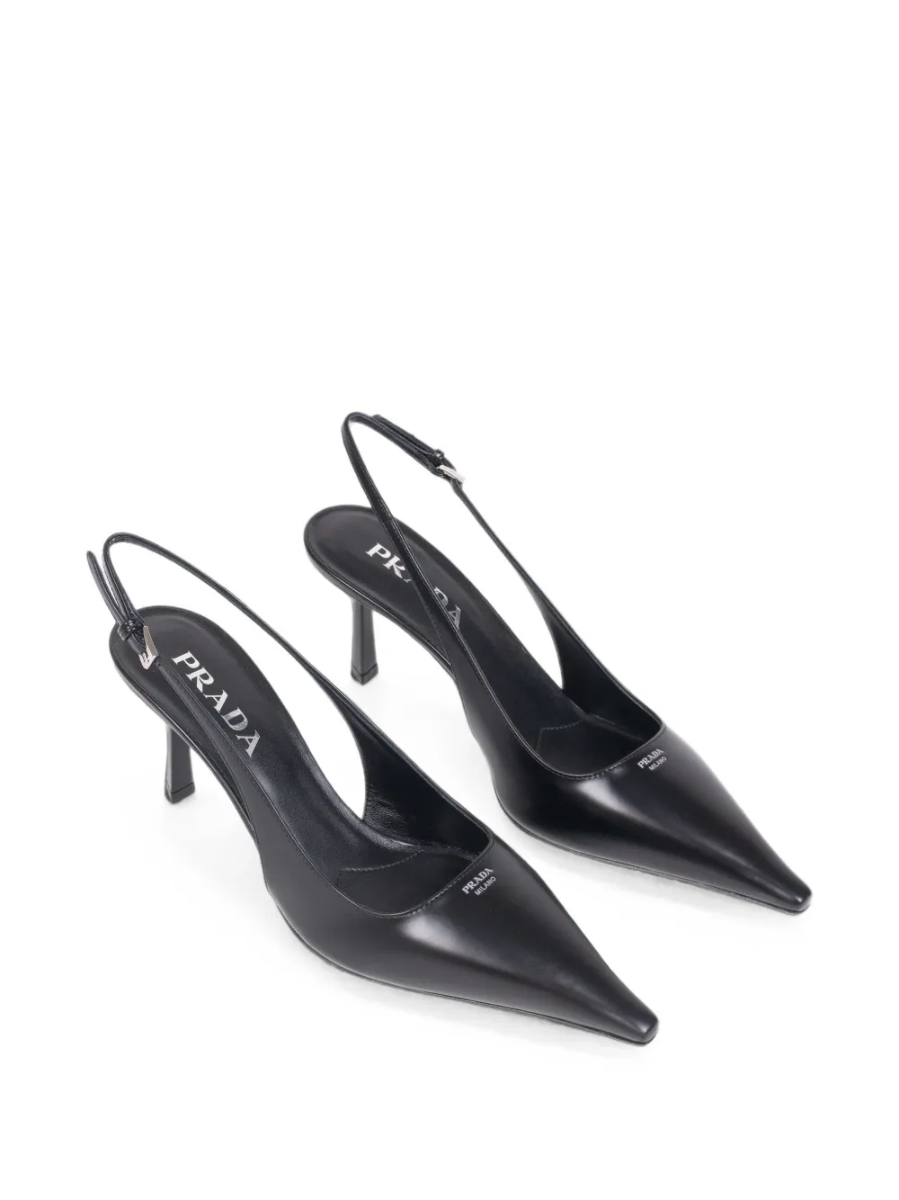 Prada brushed leather slingback pumps Zwart