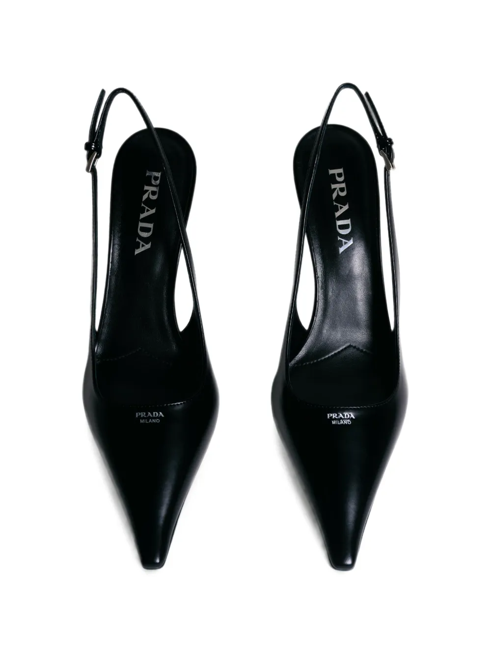 Prada brushed leather slingback pumps Zwart