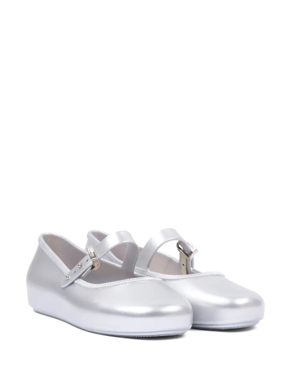 Mini Melissa Soft Ballerina touch-strap ballet flats - Argento