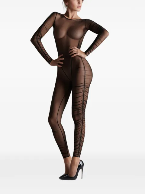 SCANDALE sheer ruched catsuit