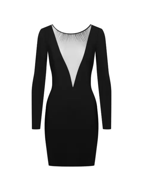 SCANDALE Nuit Fauve mesh-panel mini dress