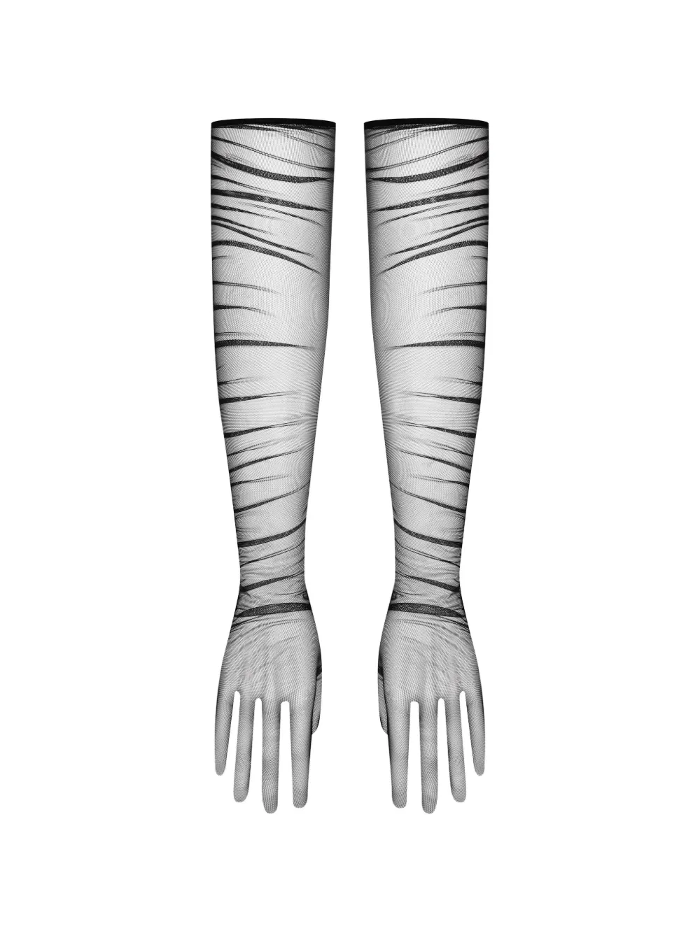 SCANDALE Nuit Fauve ruched mesh opera gloves