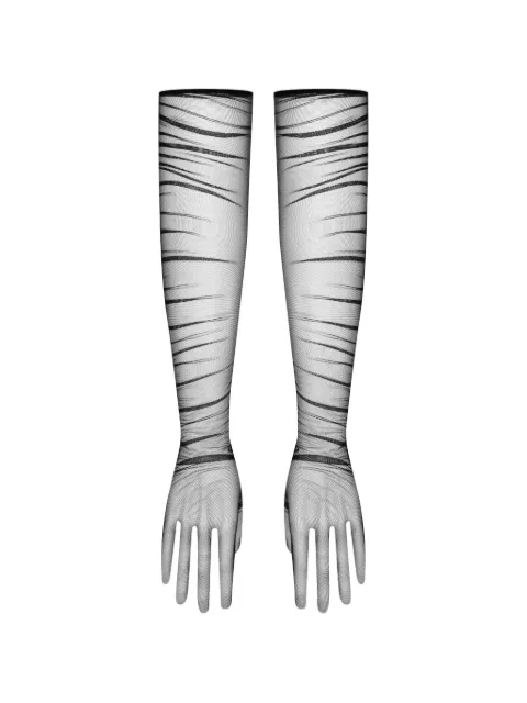 SCANDALE Nuit Fauve ruched mesh opera gloves