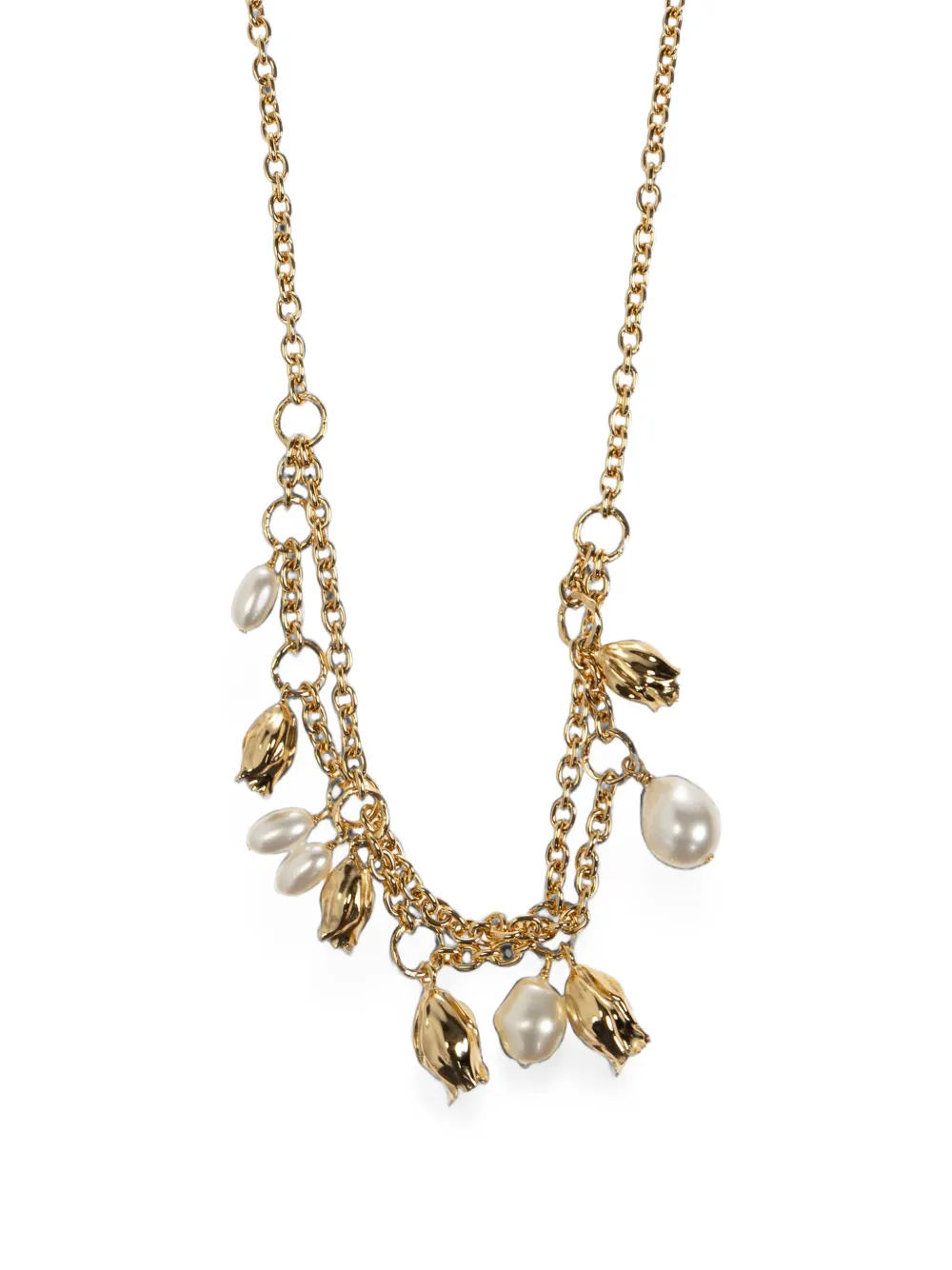 Chloé Tulip Pearl-embellished Necklace in Gold, view 3