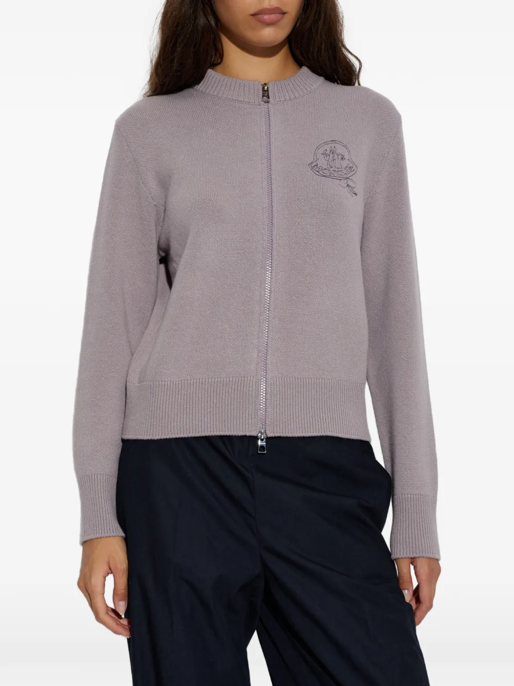 Moncler Vest van wol-kasjmier met geborduurd logo Paars