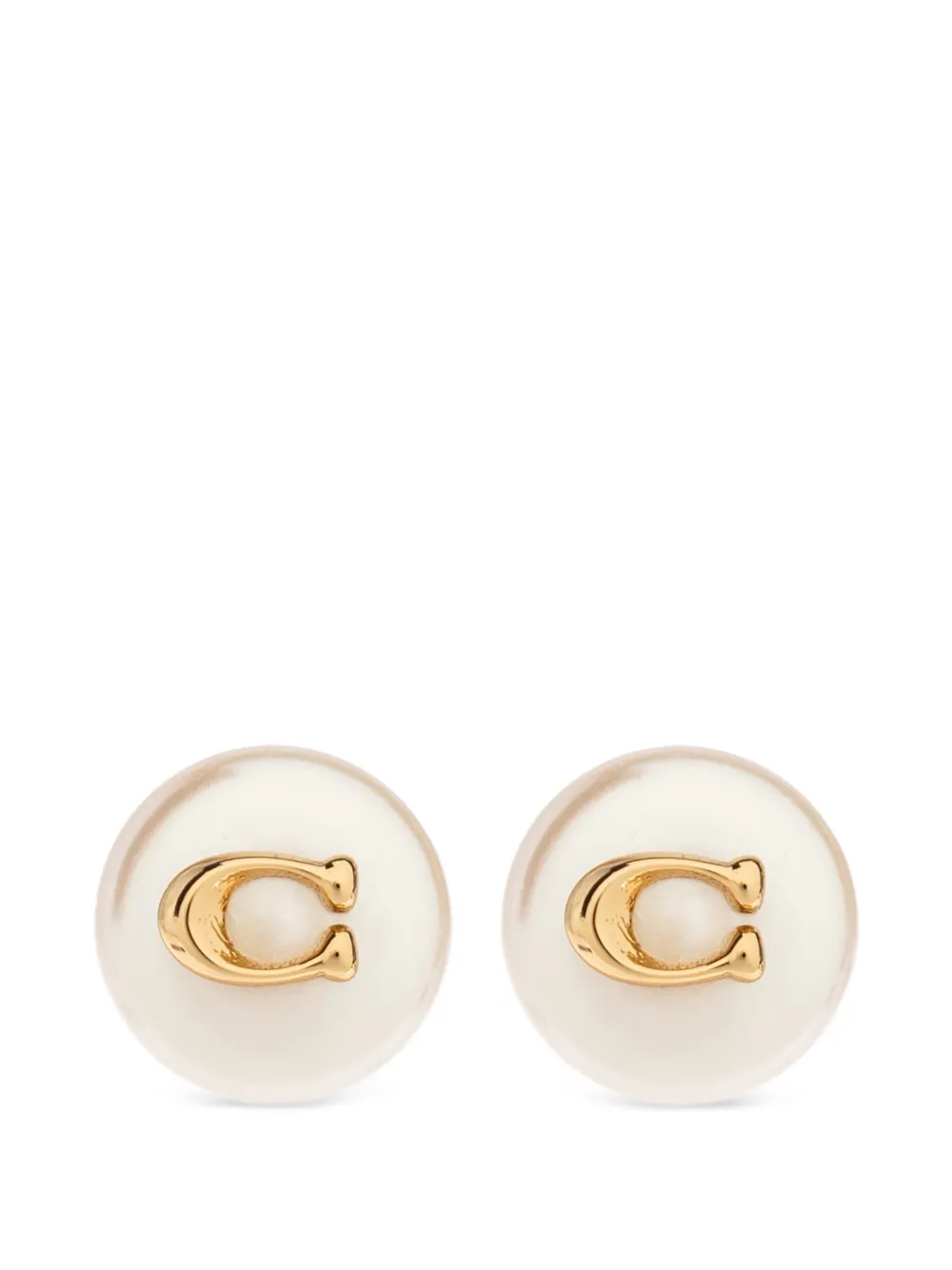 Coach boucles d'oreilles ornées de perles à plaque logo
