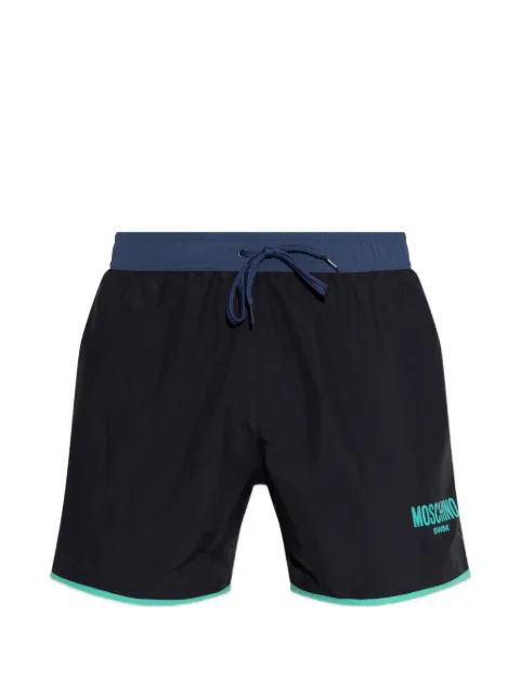 Moschino logo-print contrast-trim swim shorts