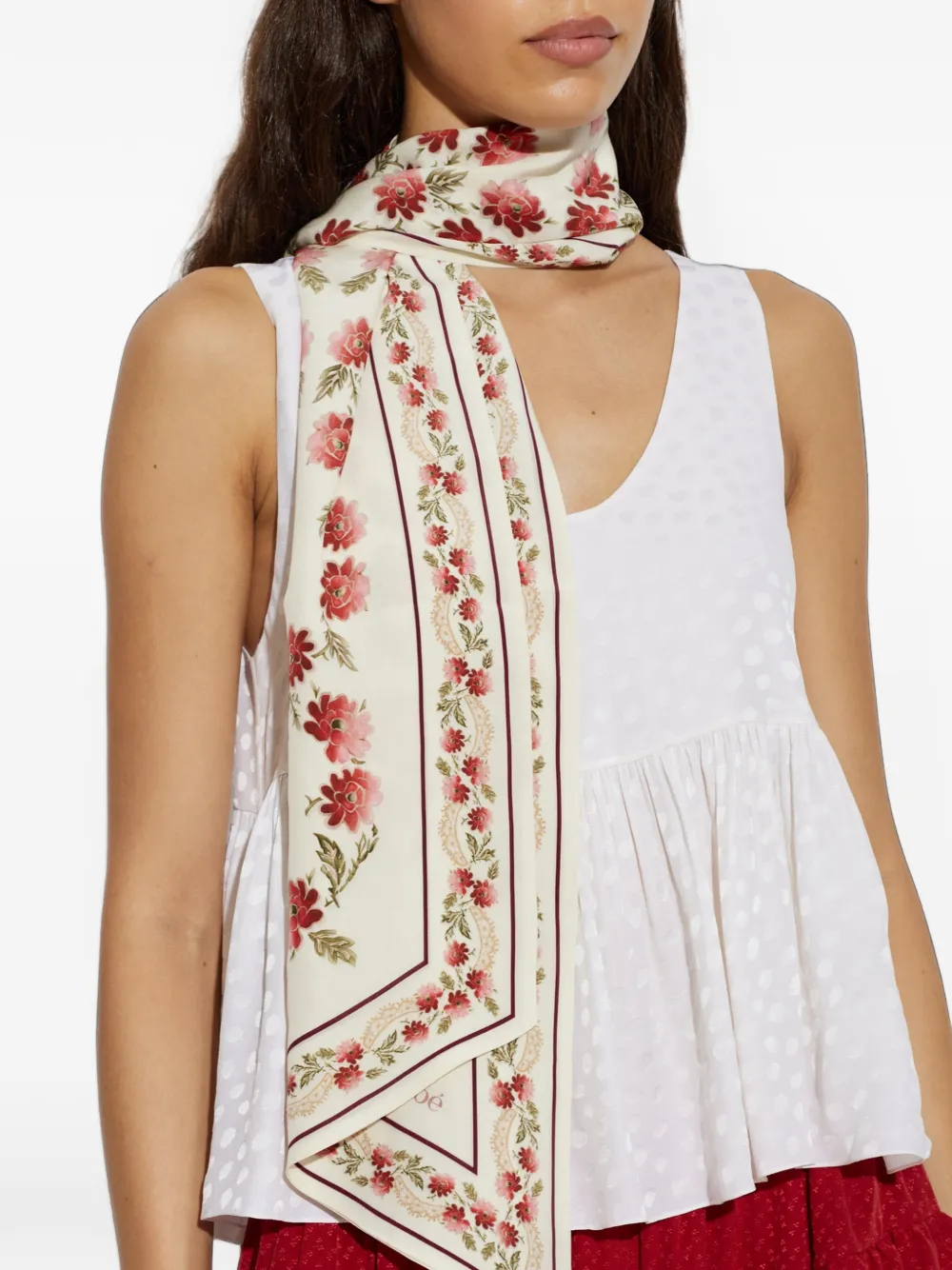 Chloé Sjaal met bloemenprint Beige