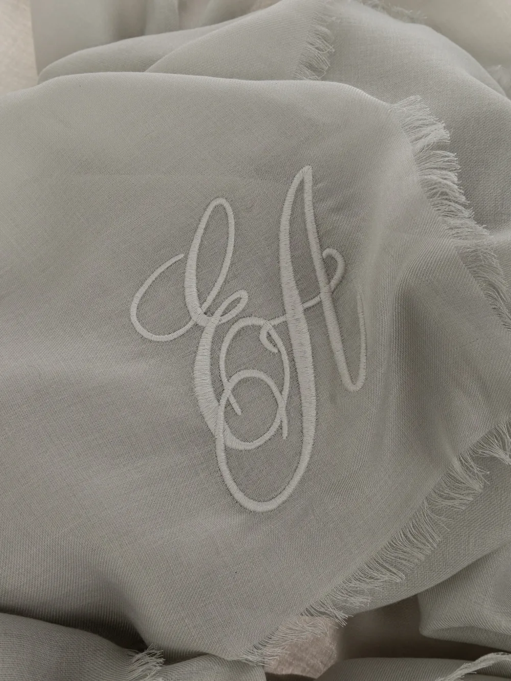 Emporio Armani Sjaal met geborduurd logo en franje Grijs